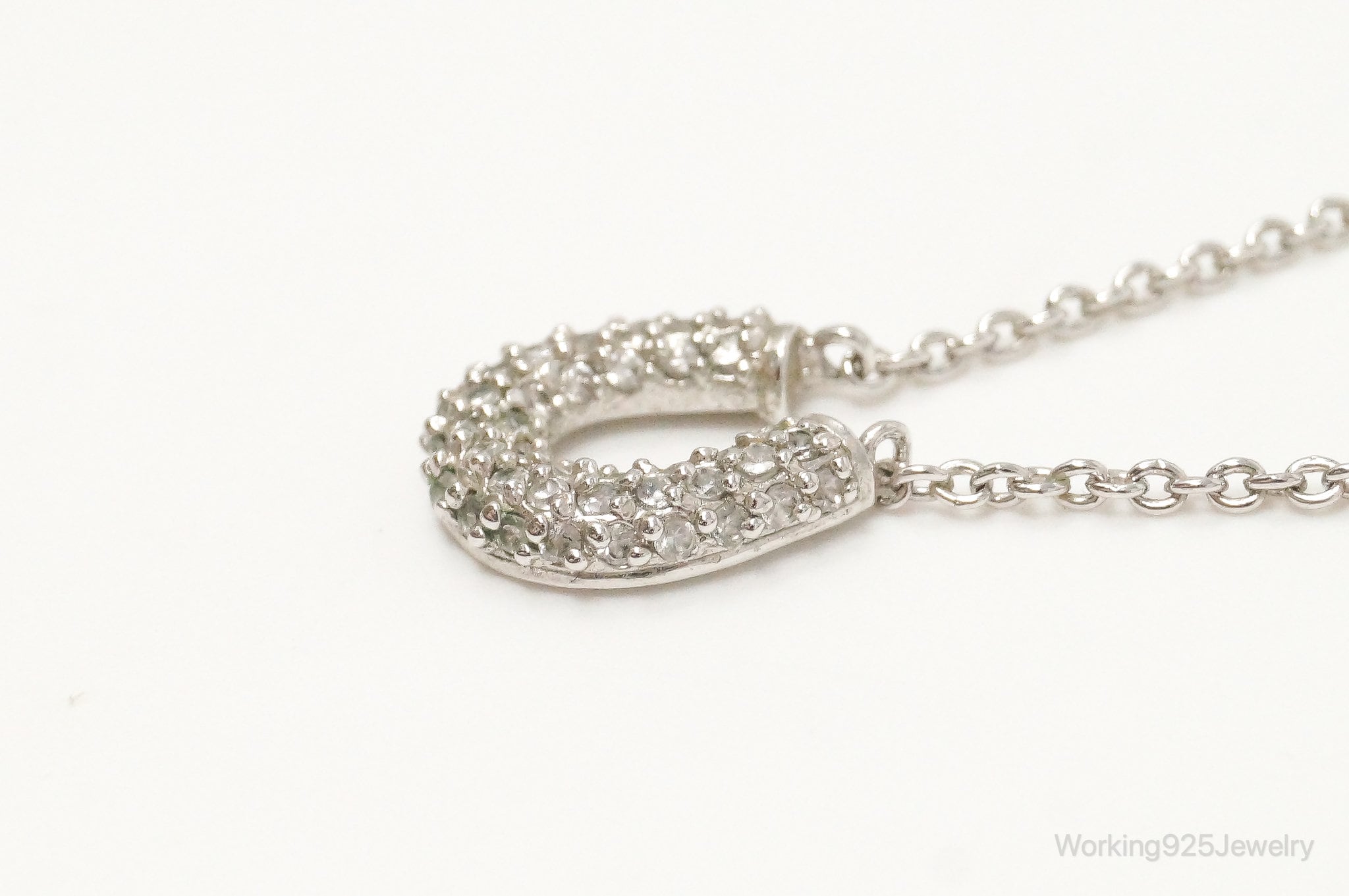 Horse Shoe Cubic Zirconia Sterling Silver Necklace