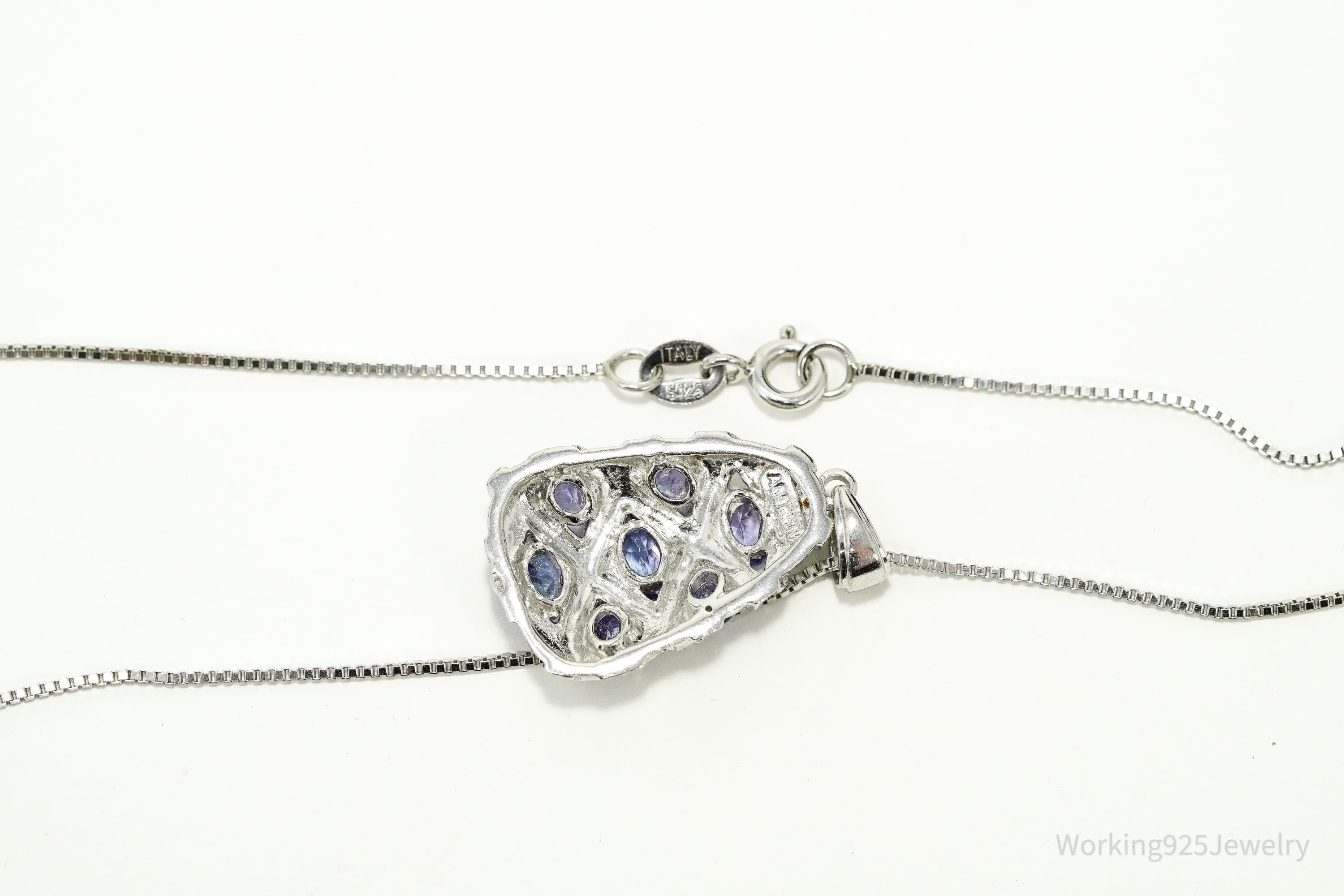 Vintage Tanzanite Sterling Silver Necklace 18"