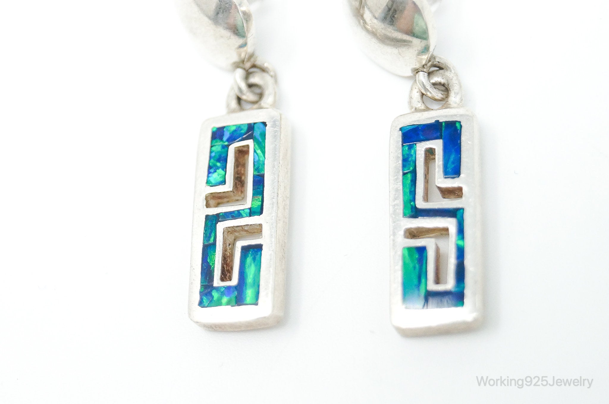 Vintage Mexico Opal Sterling Silver Southwestern Style Earrings