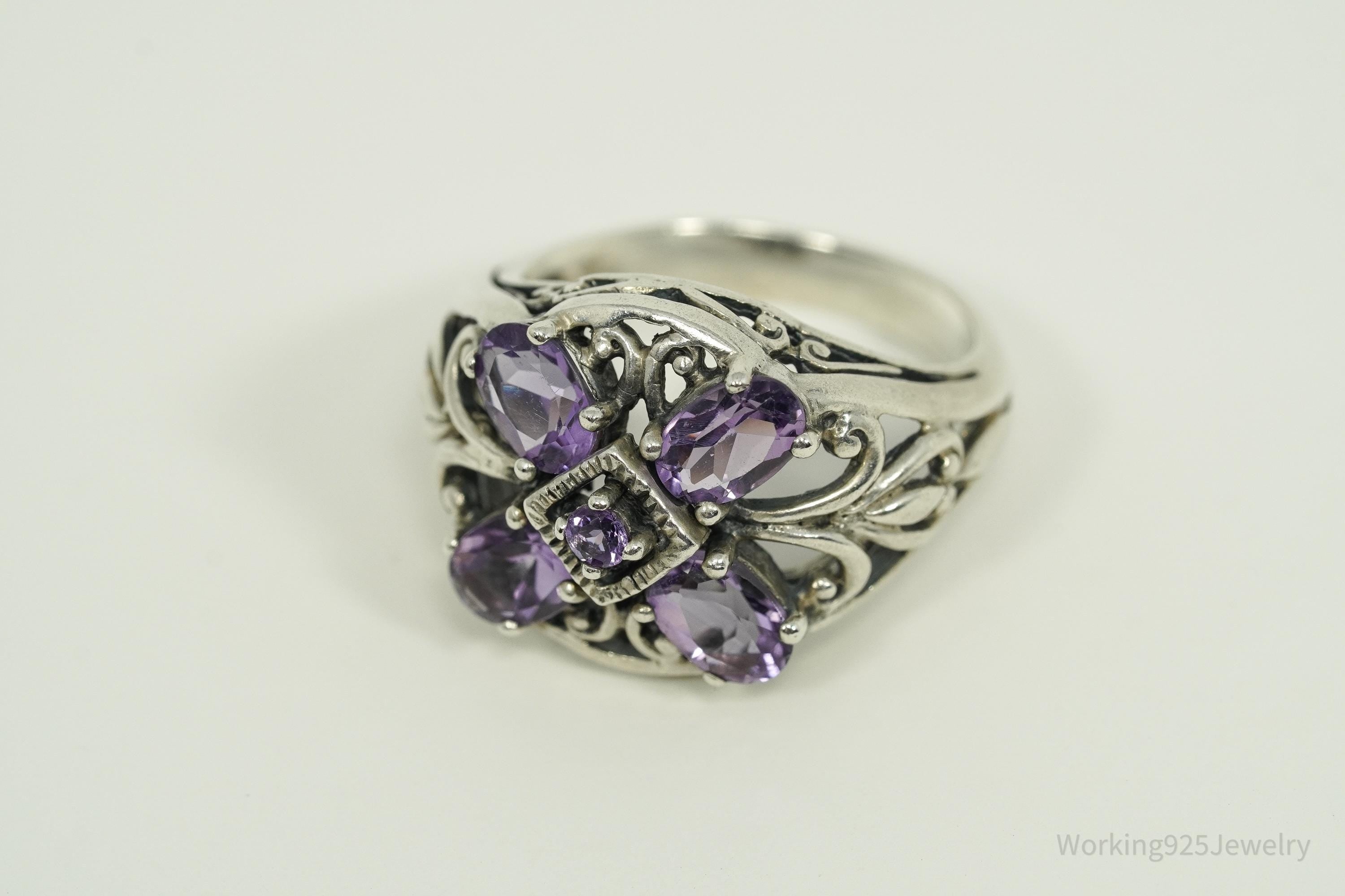 Vintage Amethyst Sterling Silver Ring - Size 7