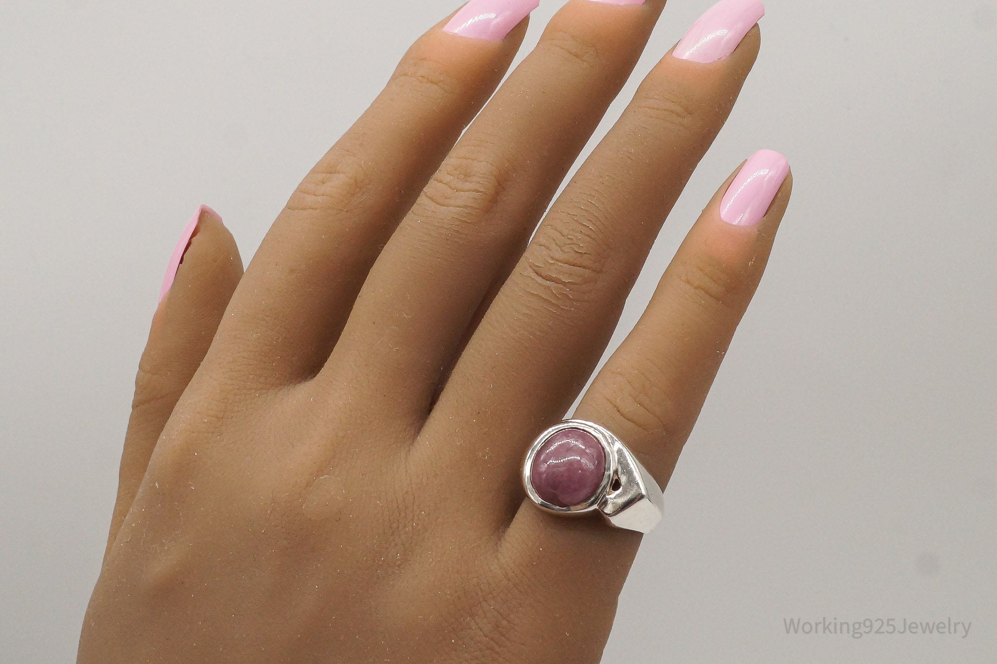 Vintage Rhodonite Silver Ring - Size 5.25