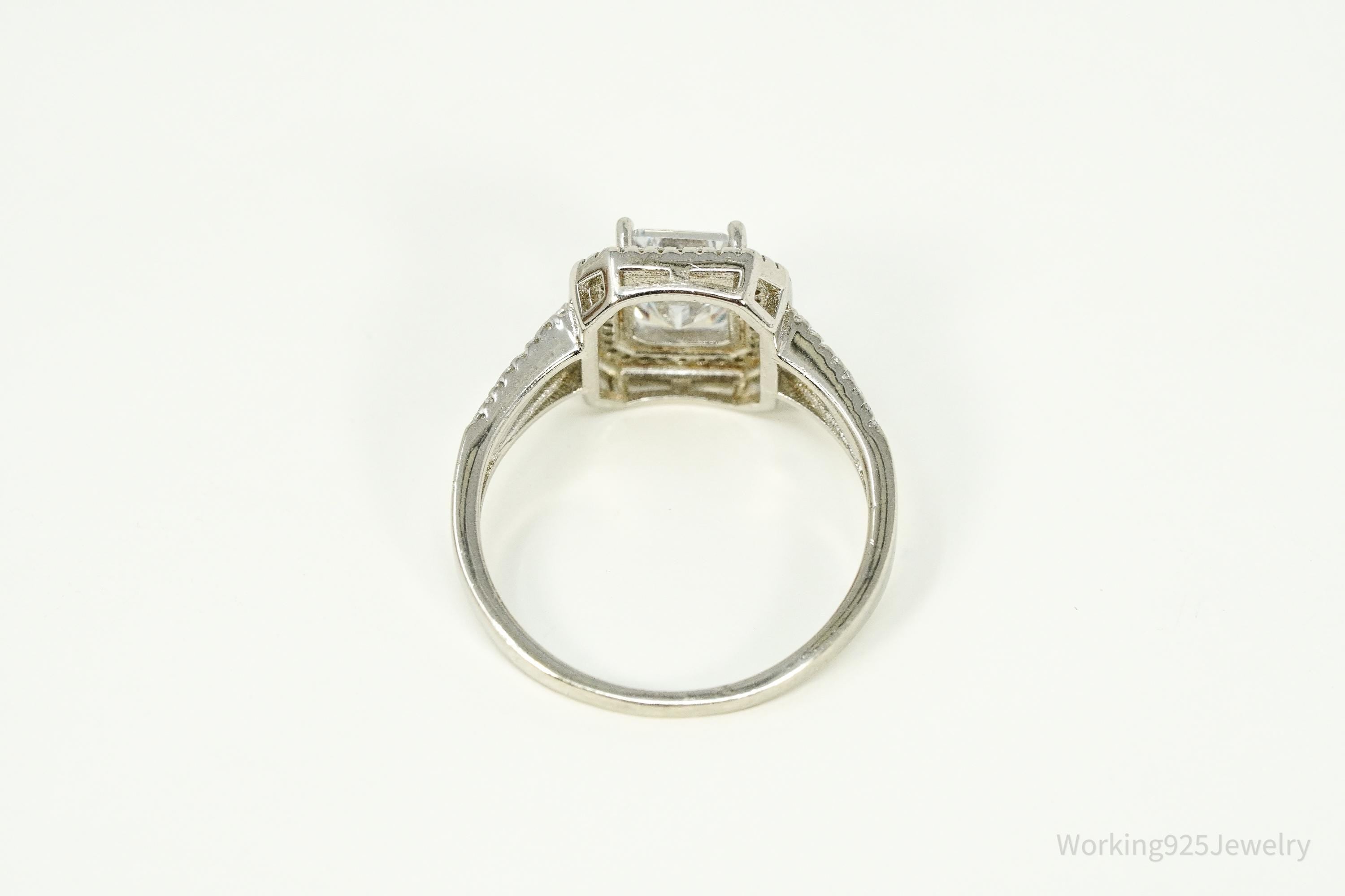 Vintage Cubic Zirconia Sterling Silver Ring Size 12.25