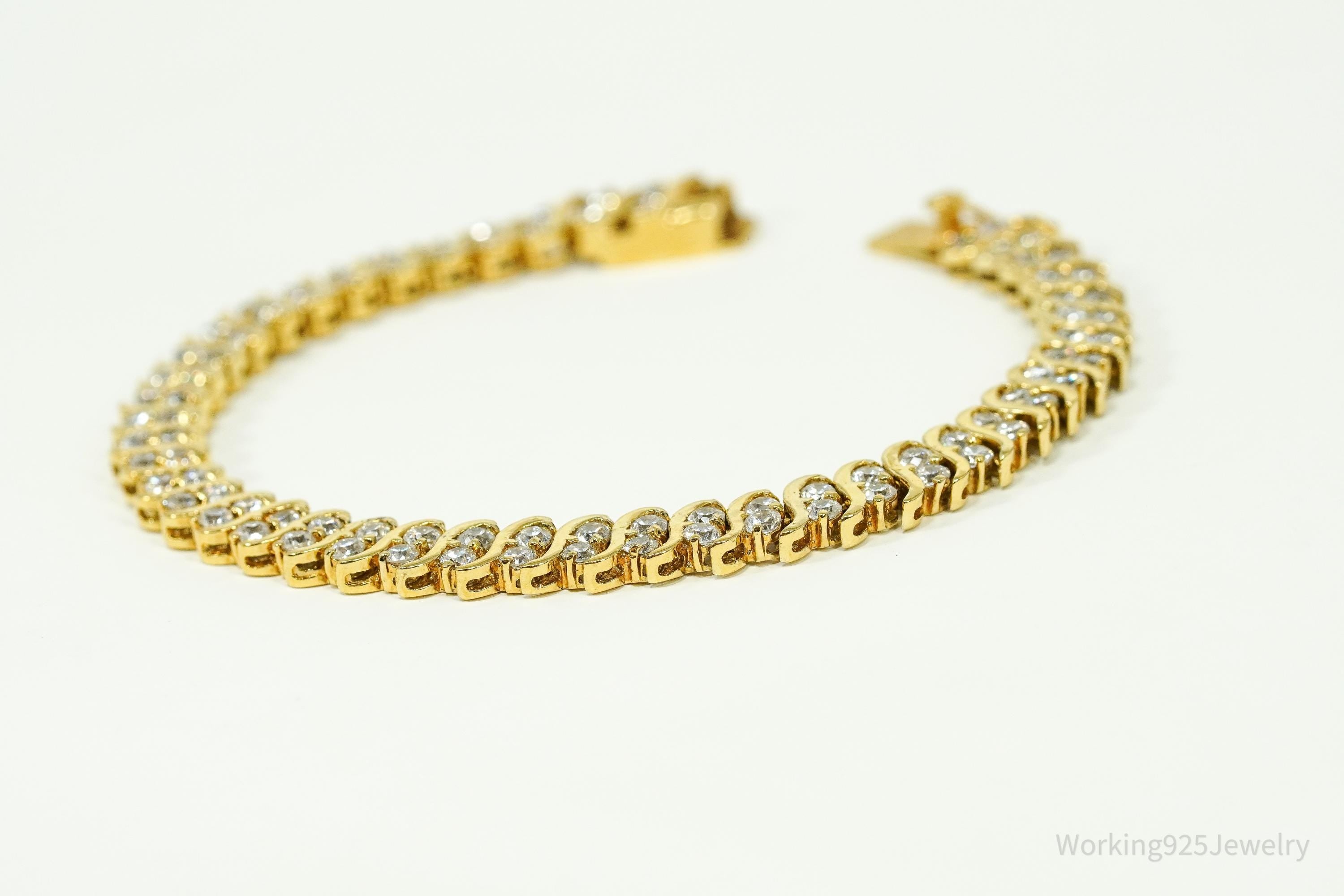 Vintage Designer DBJ Cubic Zirconia Gold Vermeil Sterling Silver Bracelet