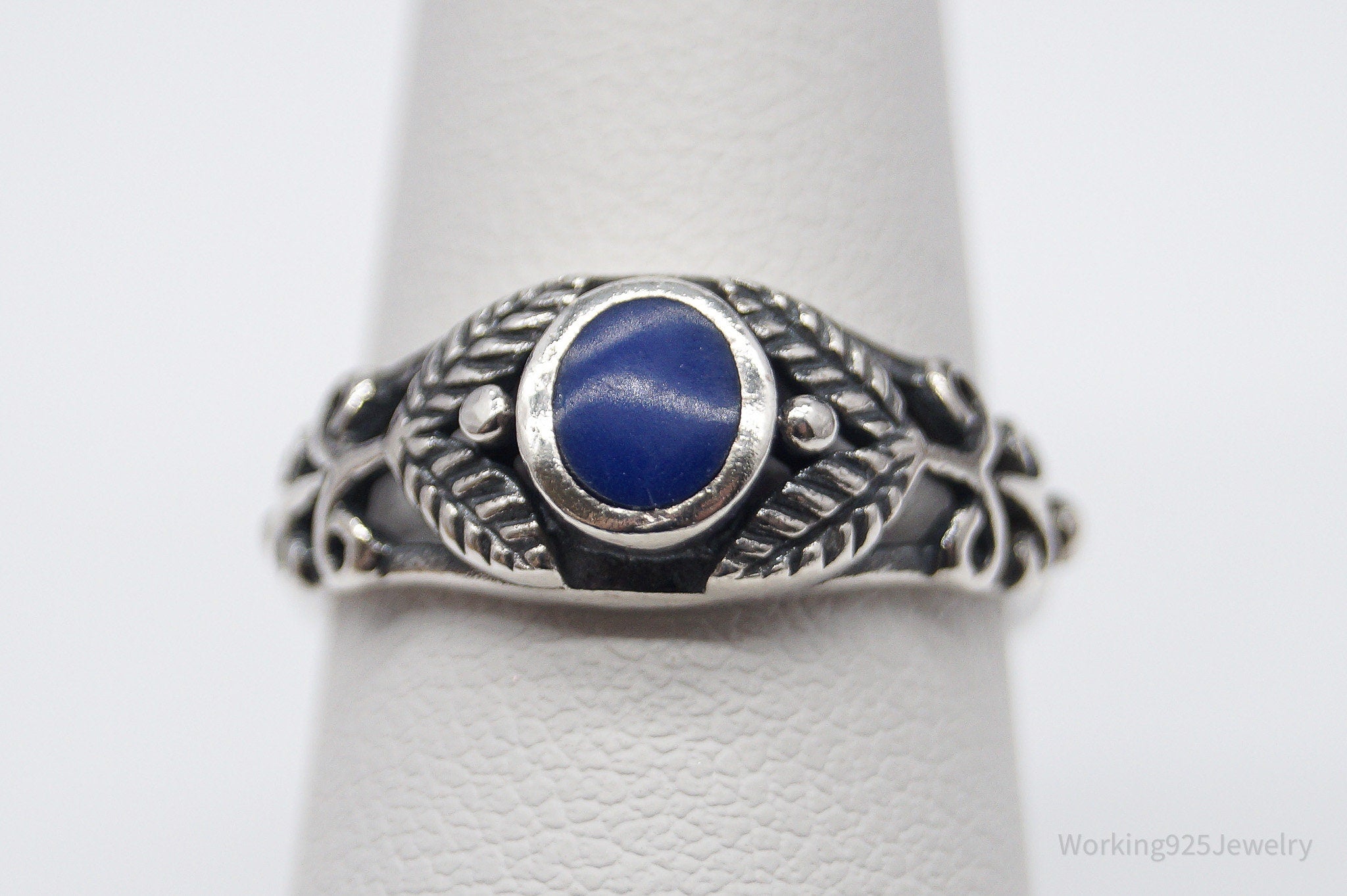 Vintage Lapis Lazuli Sterling Silver Ring - Size 6.75