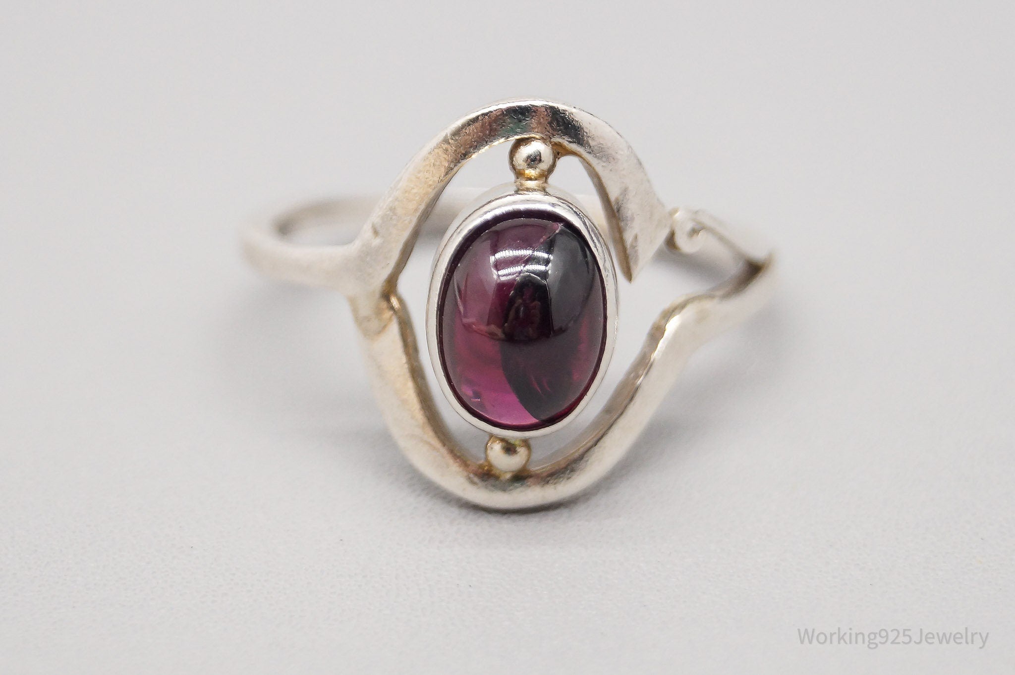 Vintage Rhodolite Garnet Sterling Silver Ring - Size 7.5