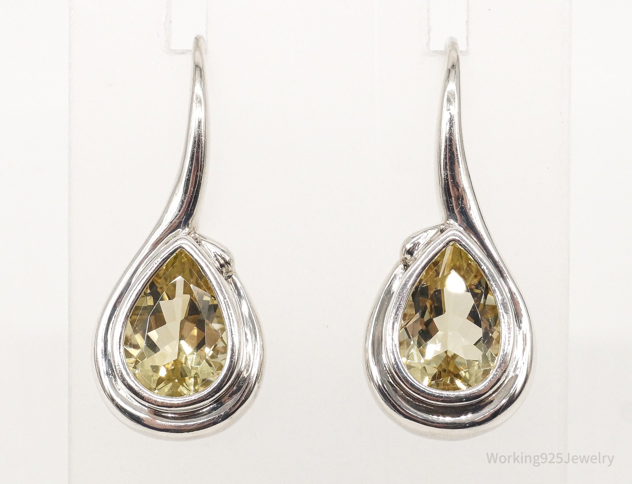 Vintage Lemon Quartz Sterling Silver Earrings