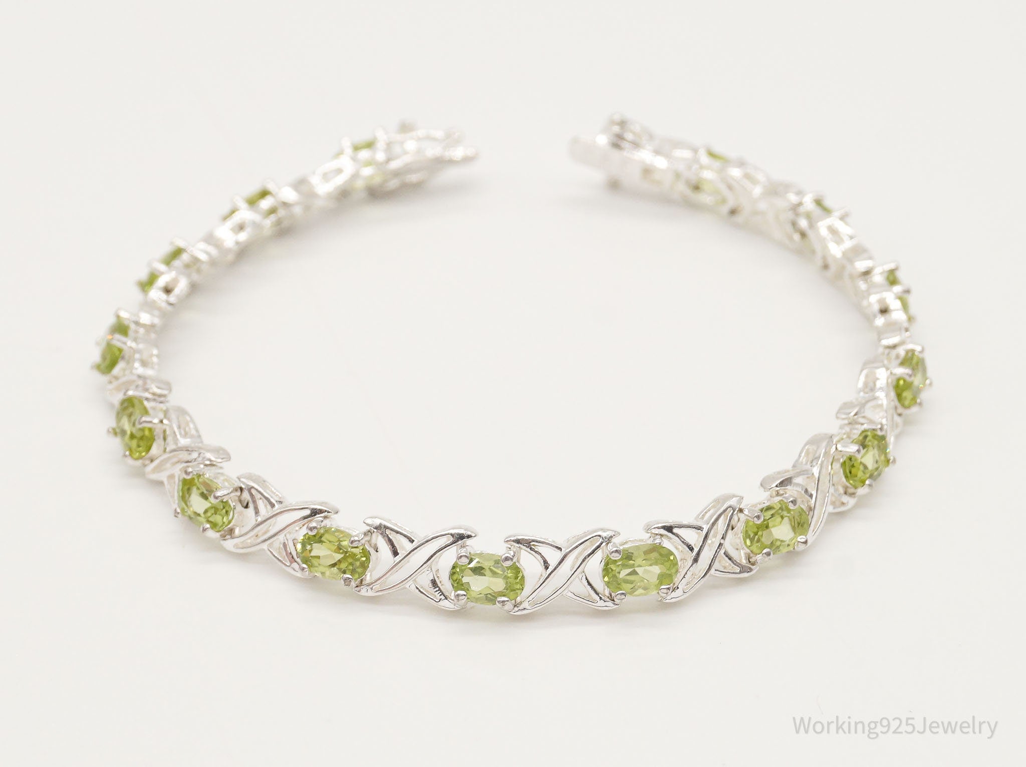 Vintage Peridot XOXO Sterling Silver Bracelet