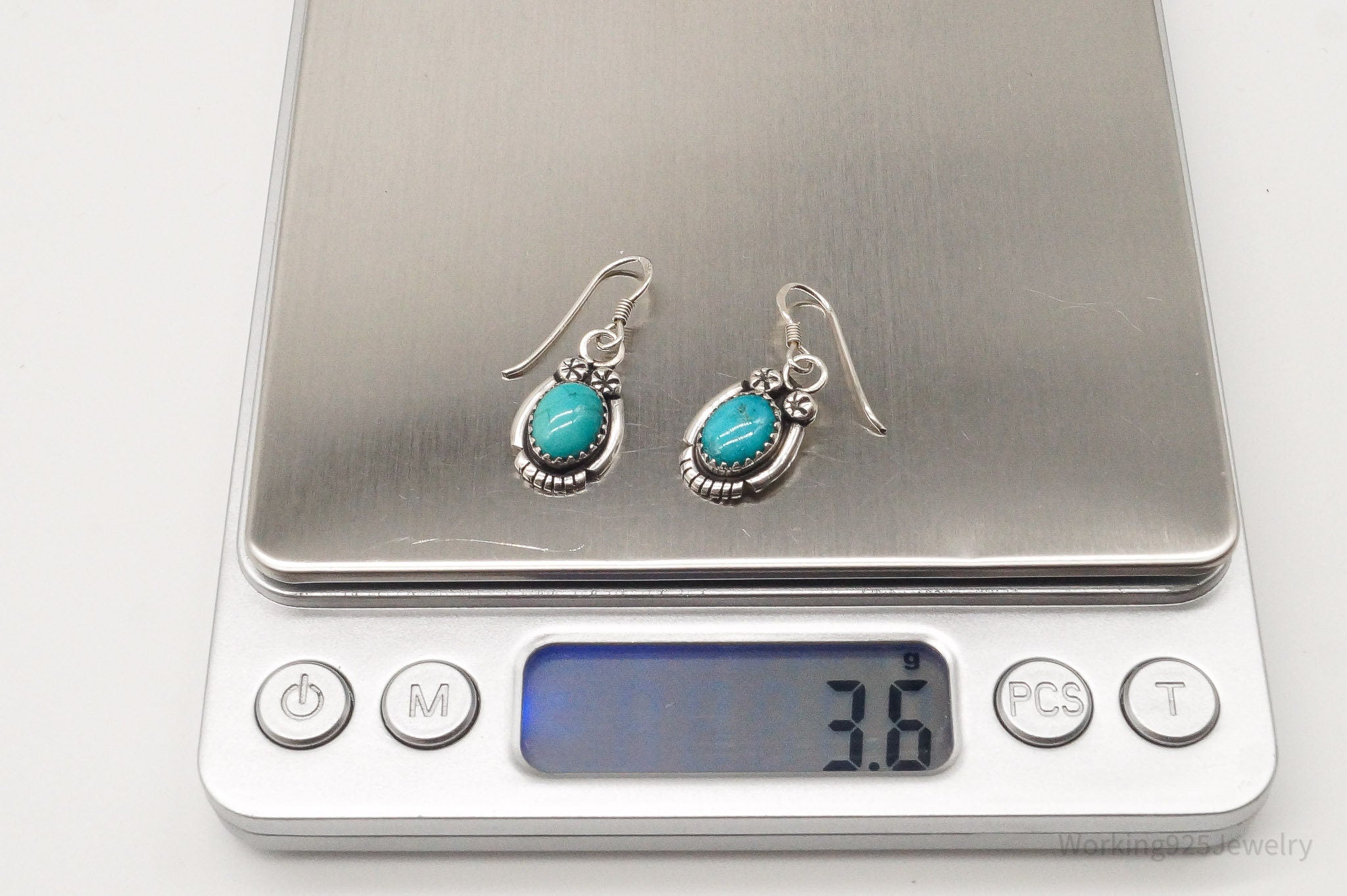 Vintage Native American Turquoise Sterling Silver Earrings