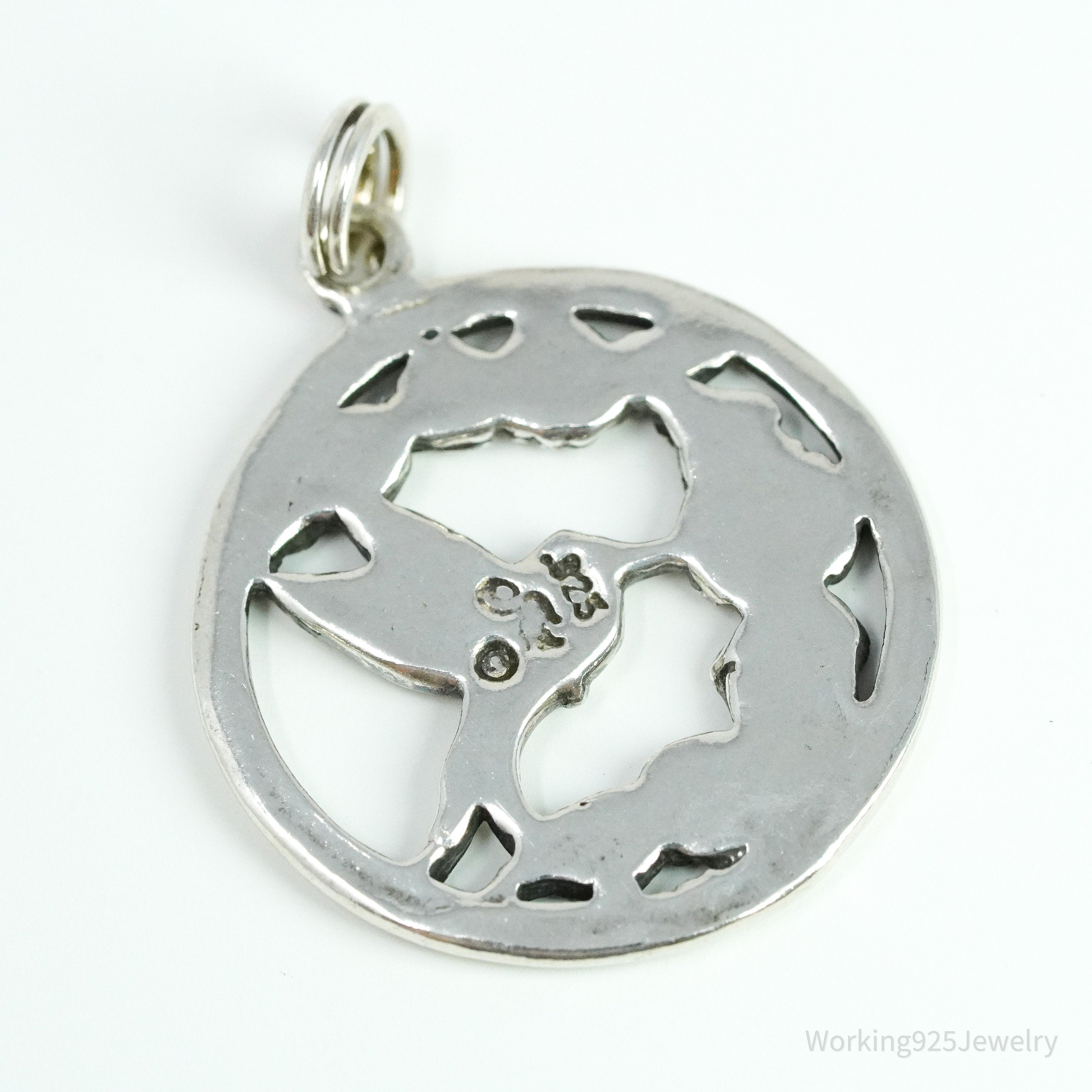 Vintage Hummingbird & Flowers Sterling Silver Charm Pendant