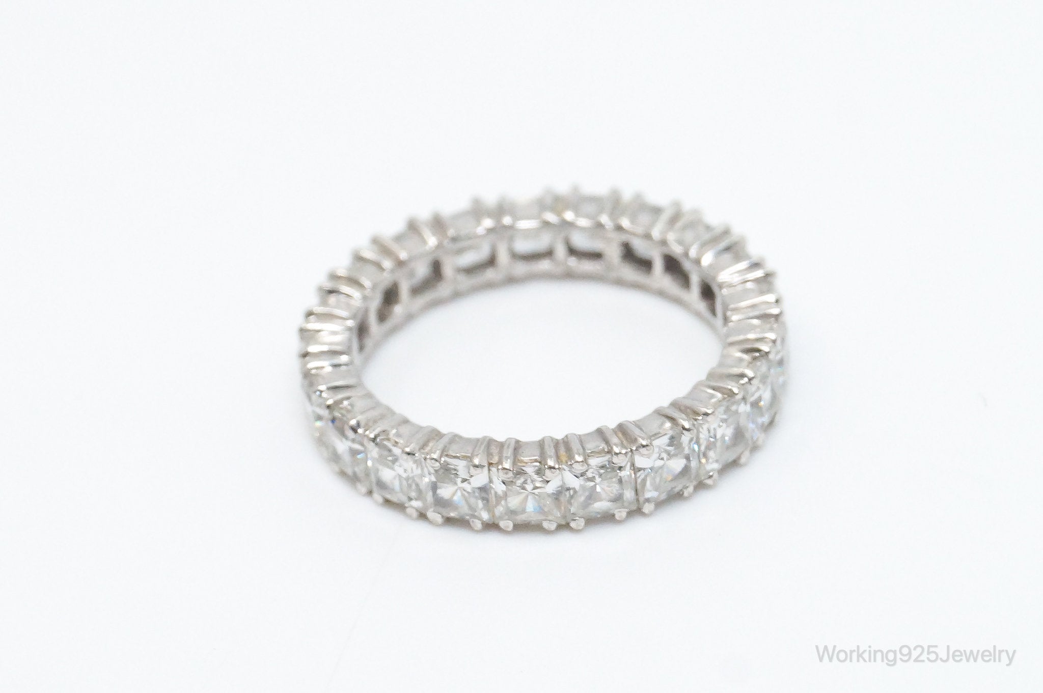 Vintage Eternity Band Cubic Zirconia Sterling Silver Ring - Size 6.5