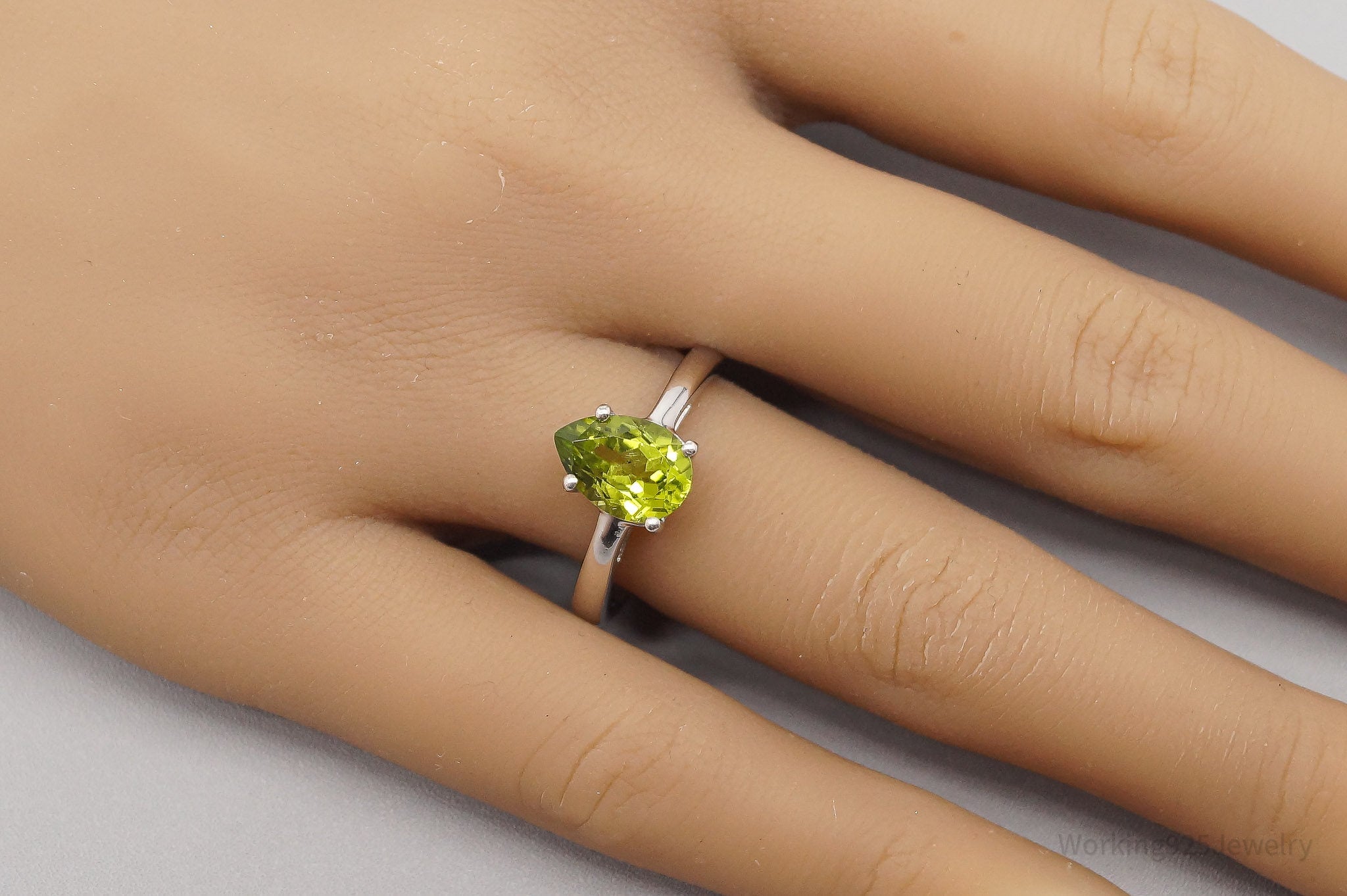 JTV TGGC Peridot Sterling Silver Ring - Size 7.75