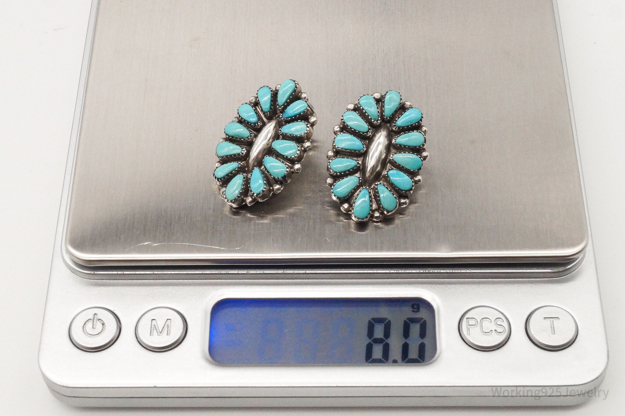 Vintage Native American Maryann & Felix Chavez Turquoise SterlingSilver Earrings