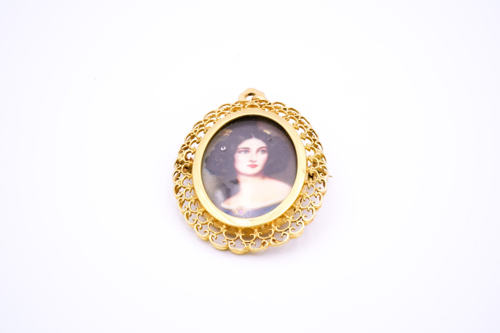 18K Yellow Gold Brooch with Zirconias