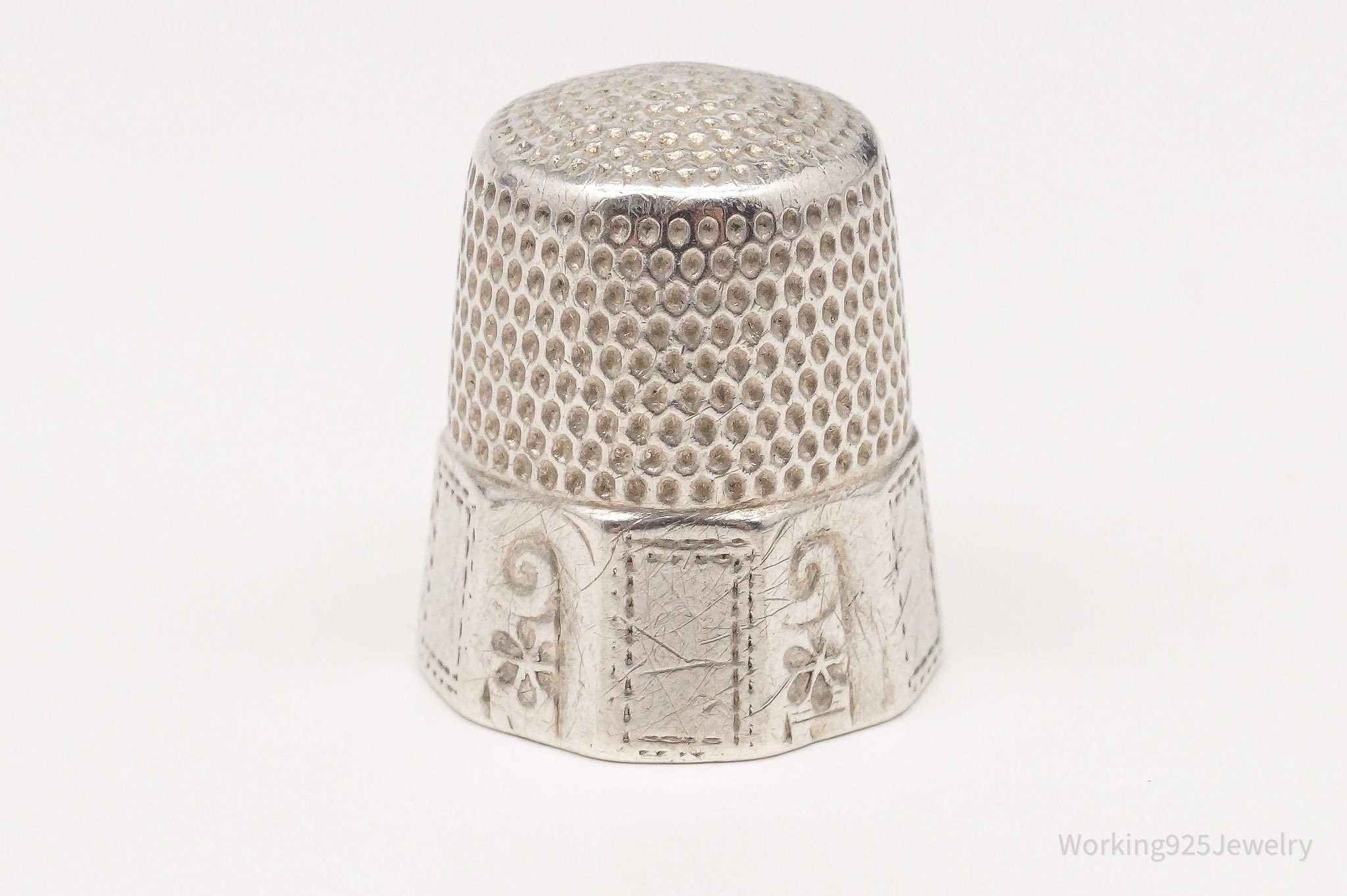 Antique Simons Bros & Co Sterling Silver Thimble Size 9