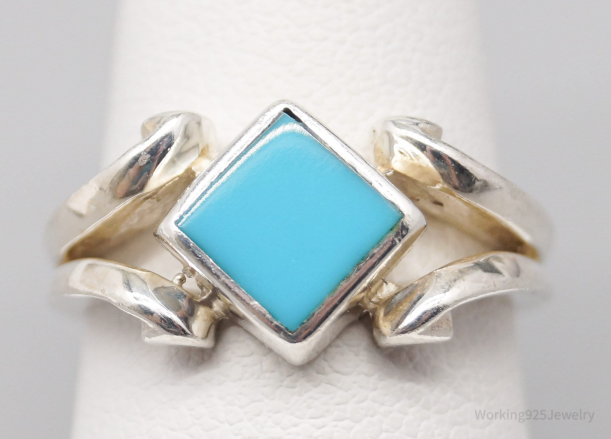 Vintage Blue Turquoise Sterling Silver Ring - Size 6.75