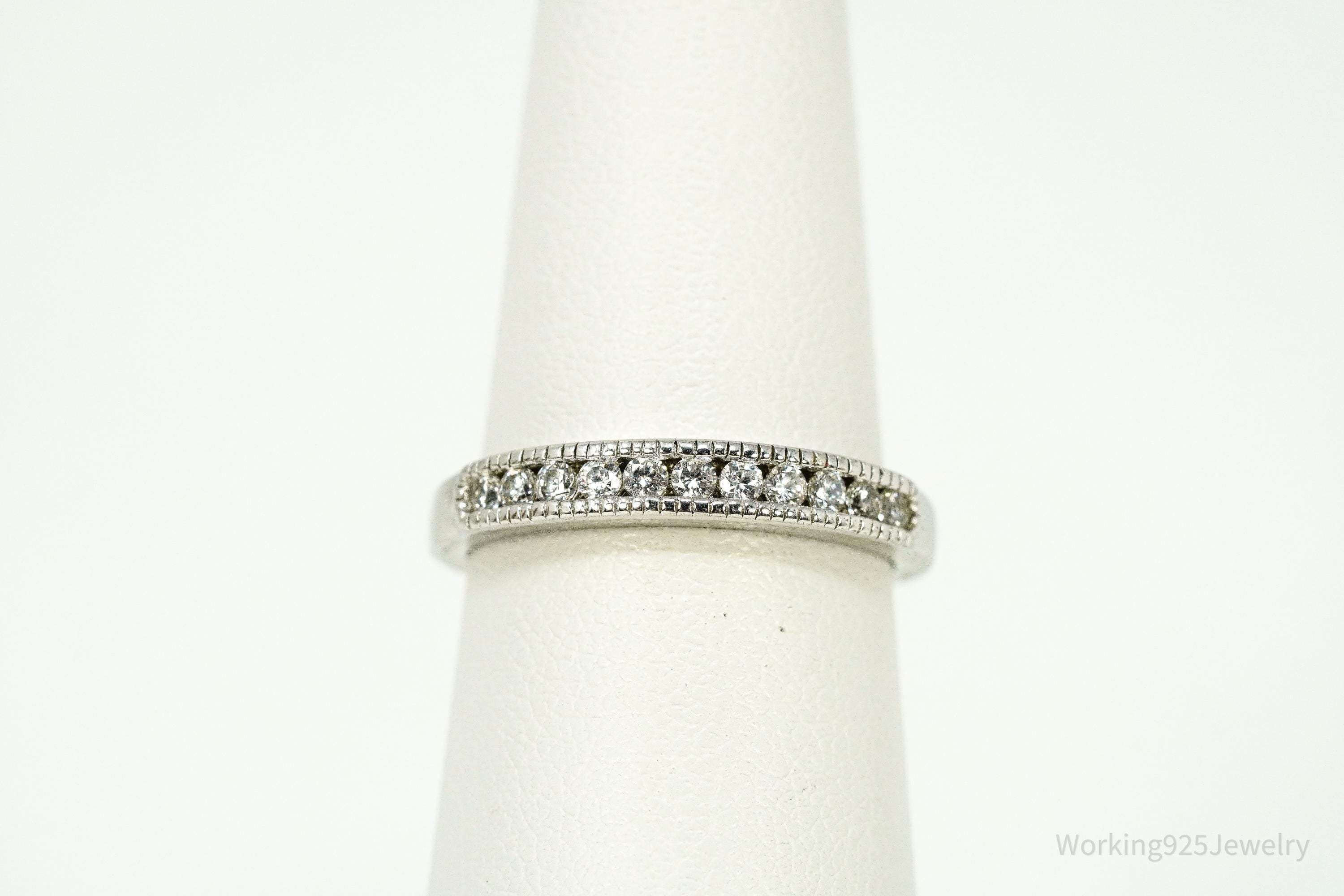 Vintage Cubic Zirconia Sterling Silver Band Ring - Size 6