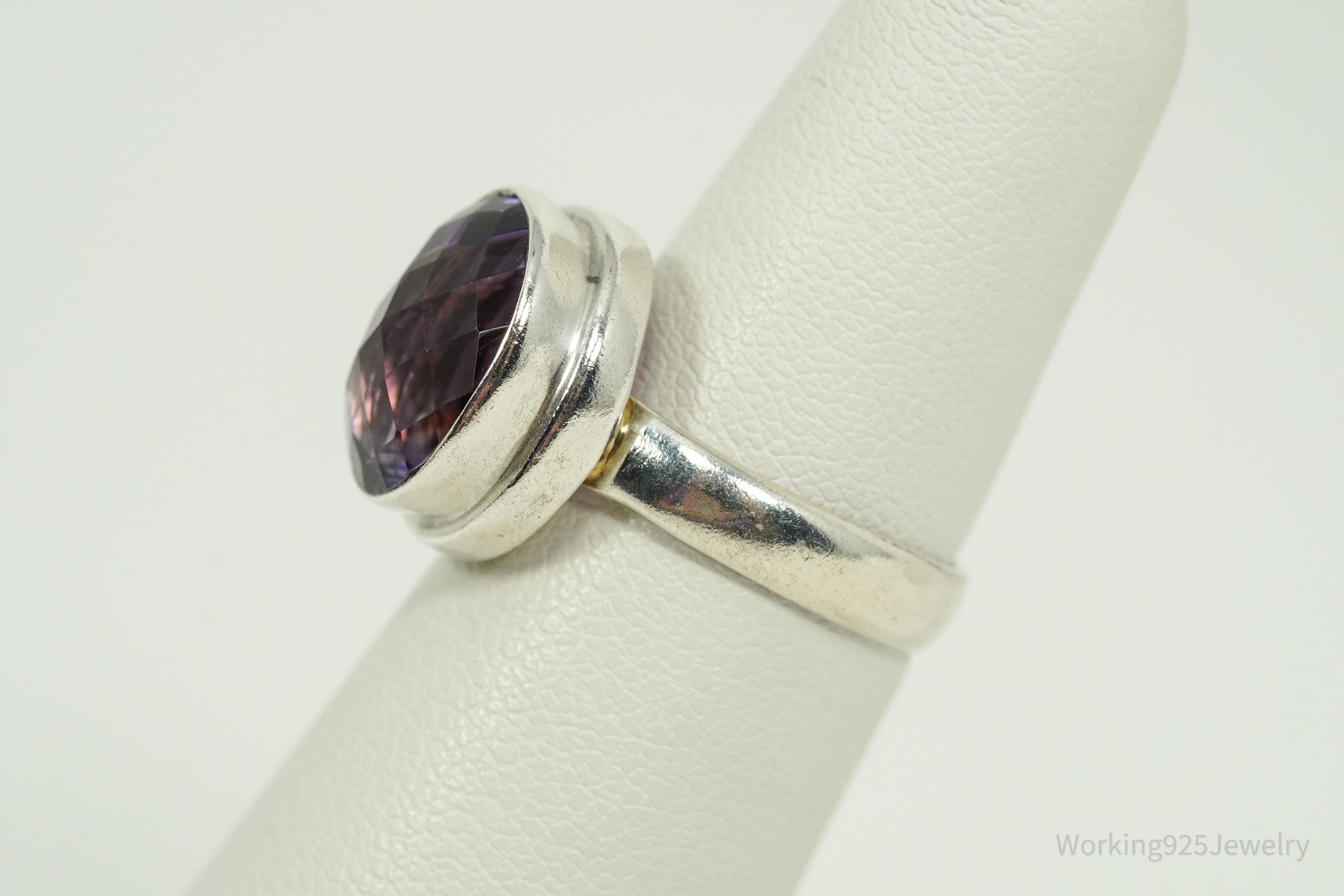 Vintage Amethyst Silver Ring - Size 6