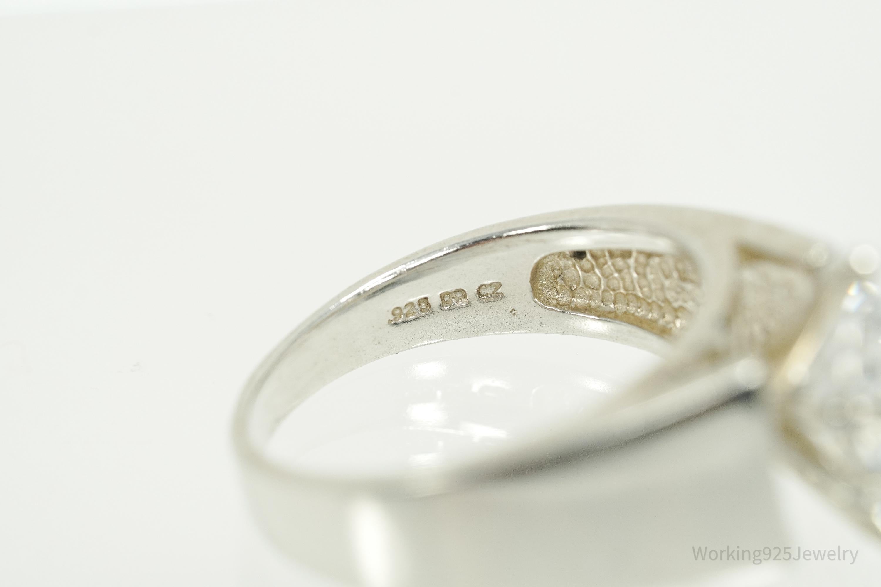 Vintage Diamonique Cubic Zirconia Sterling Silver Ring - Size 8.75