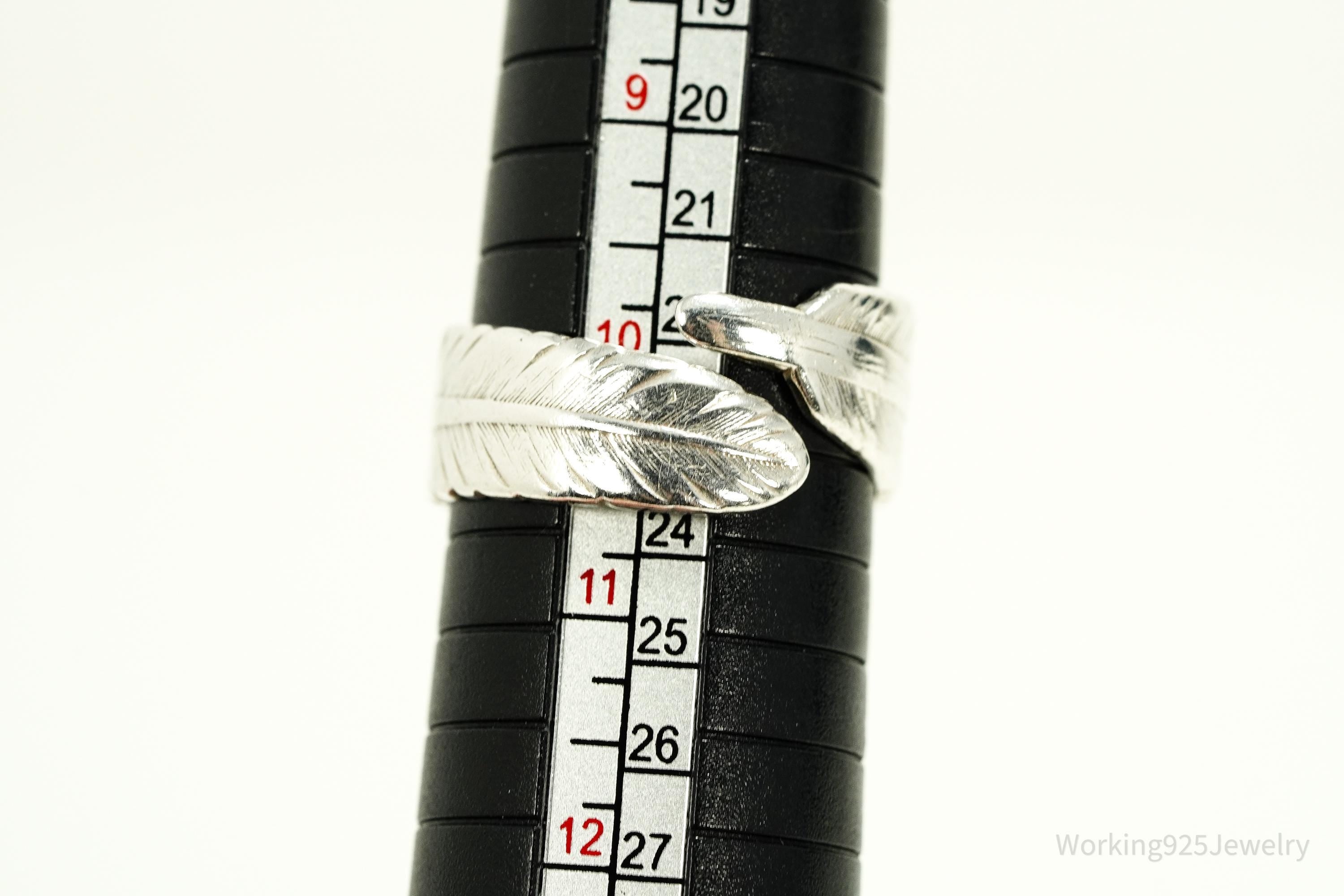 Vintage Feather Wrap Sterling Silver Ring - Size 10.5