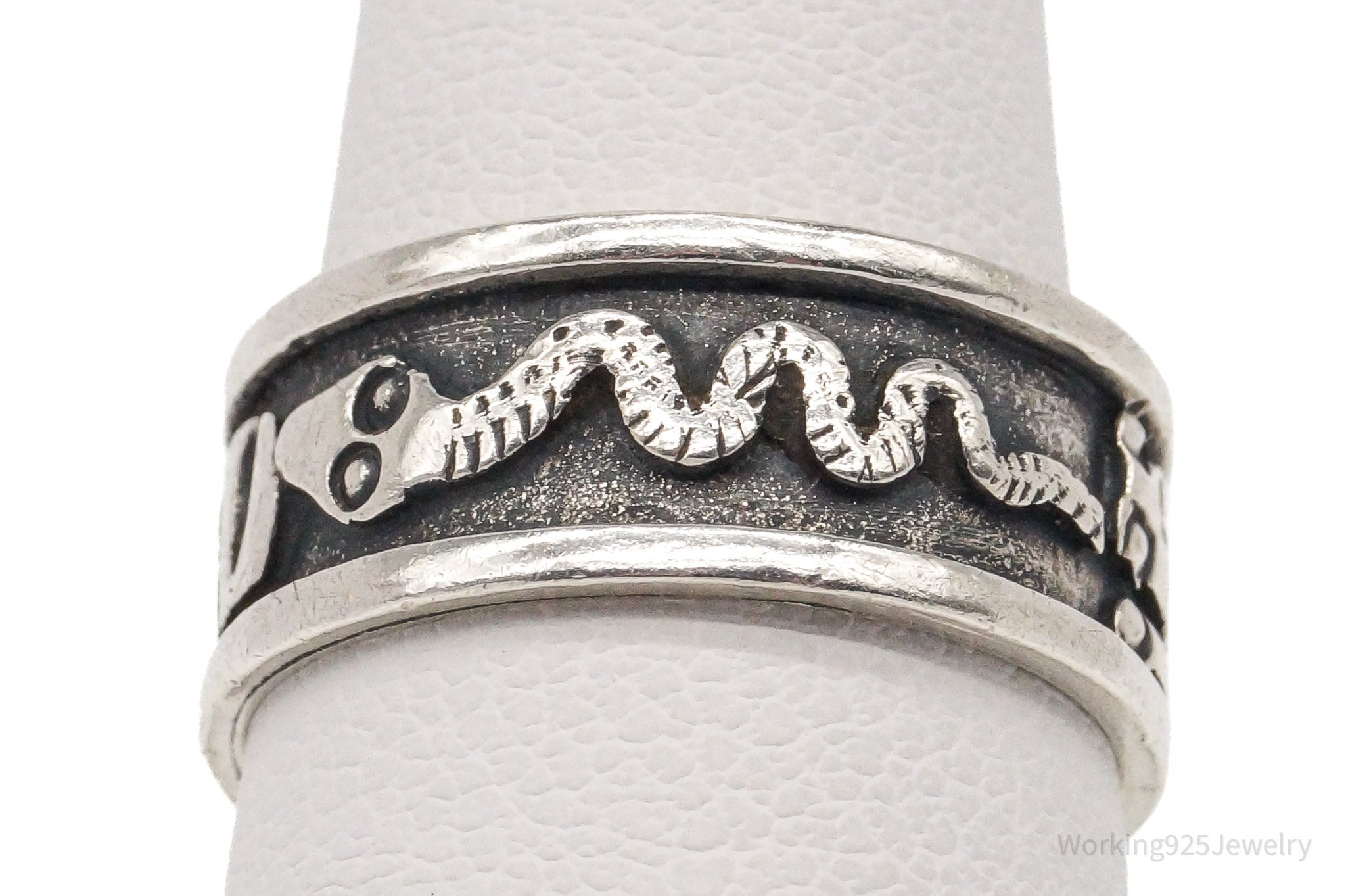 Vintage Tribal Symbols 950 Silver Band Ring - Size 6