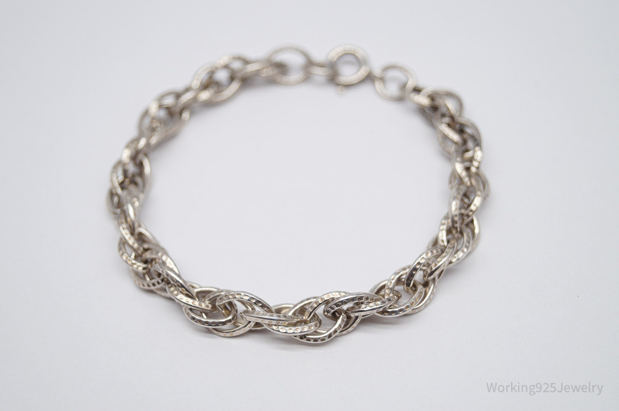 Vintage Prolite Chain Link Sterling Silver Bracelet - 8"