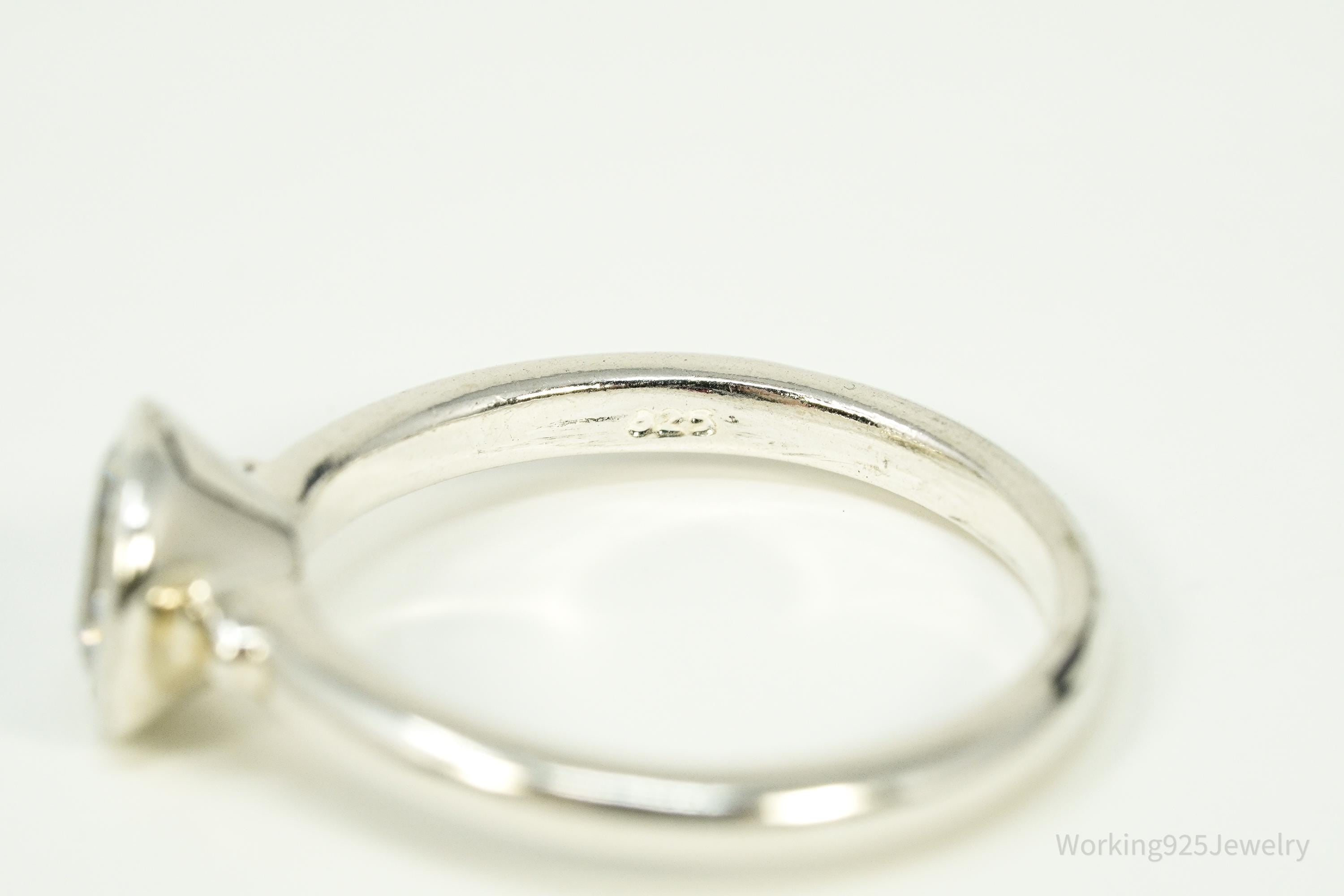 Vintage Cubic Zirconia Sterling Silver Ring Size 8