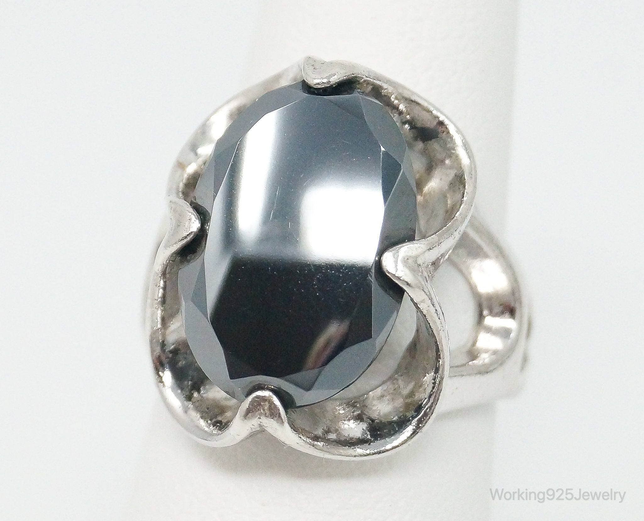 Vintage Wheeler Manufacturing Co Hematite Sterling Silver Ring - Size 6