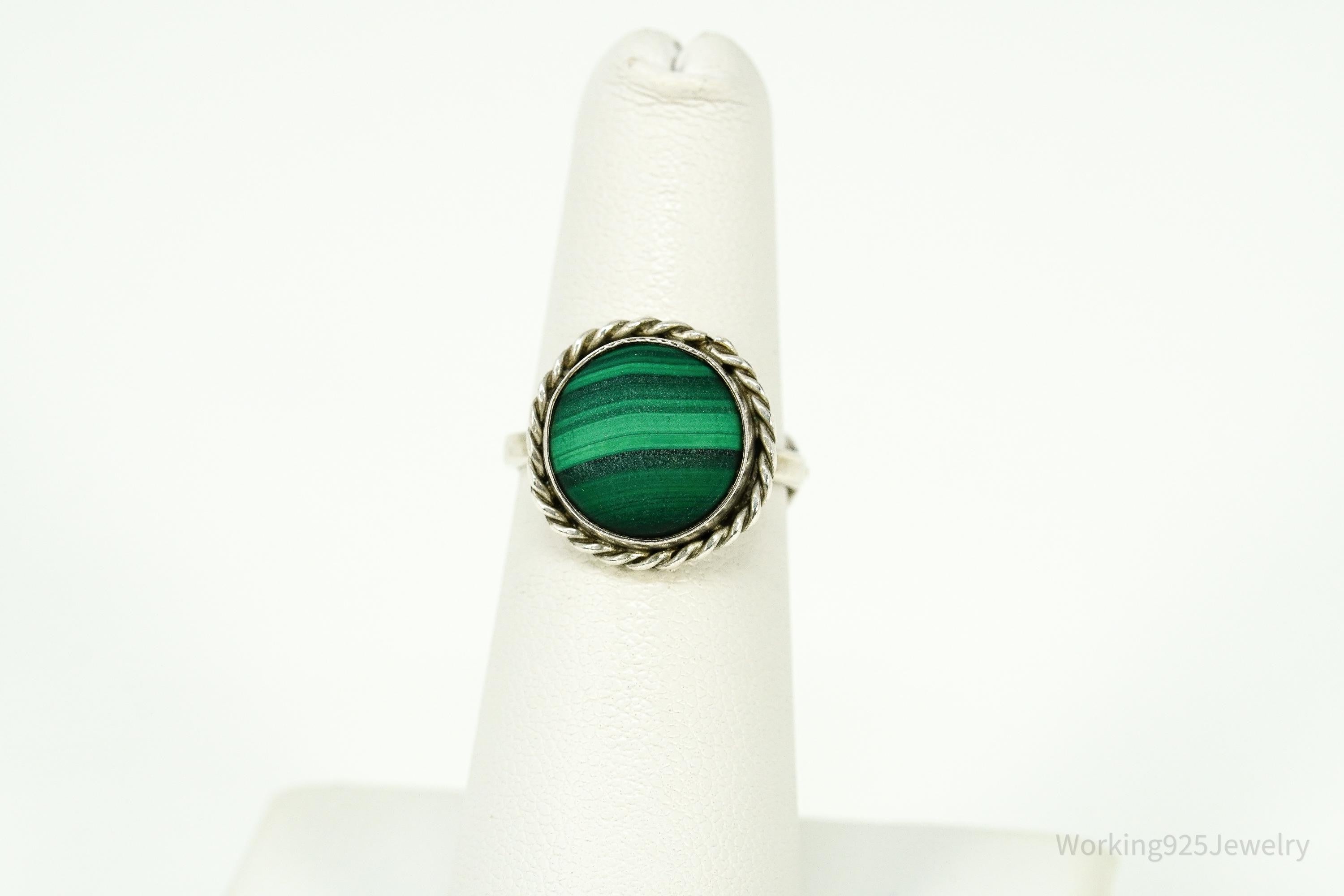 Vintage KABANA Malachite Sterling Silver Ring - Size 5.5
