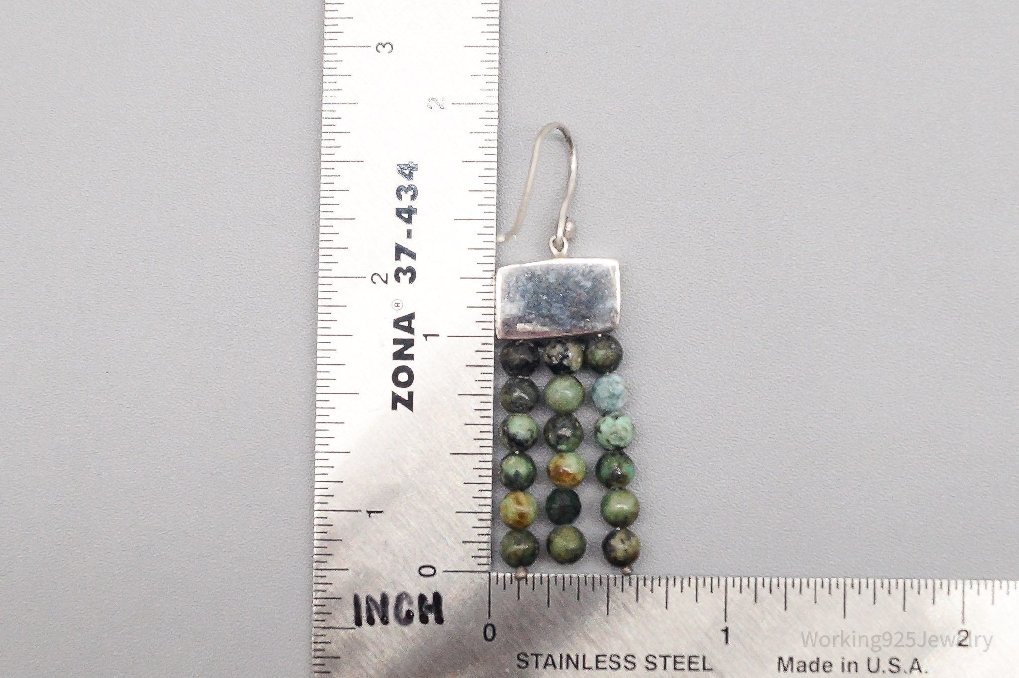 Vintage Southwestern Turquoise Bead Silver Earrings