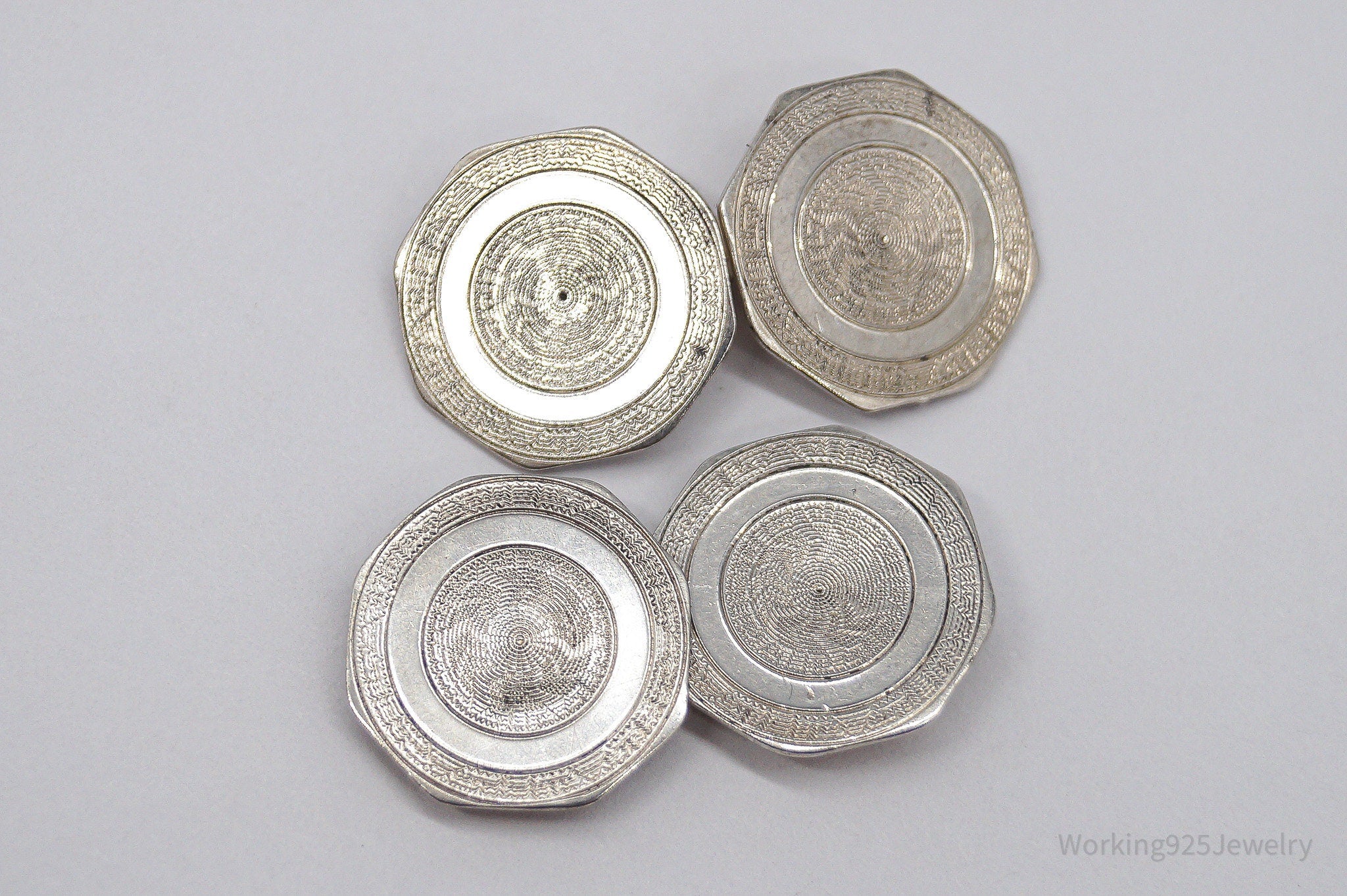 Antique Octagon Sterling Silver Cufflinks