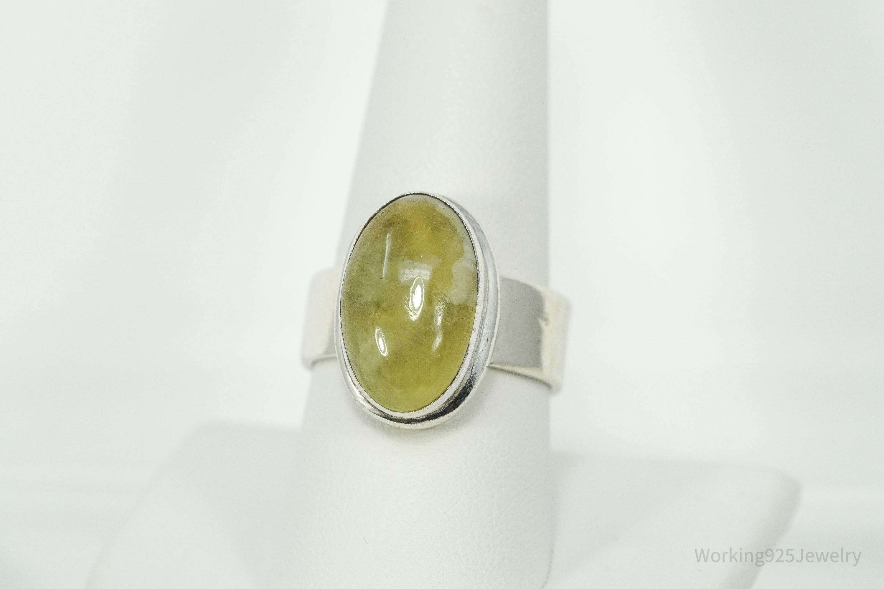 Vintage Lemon Citrine Sterling Silver Wrap Ring - Size 9 Adjustable