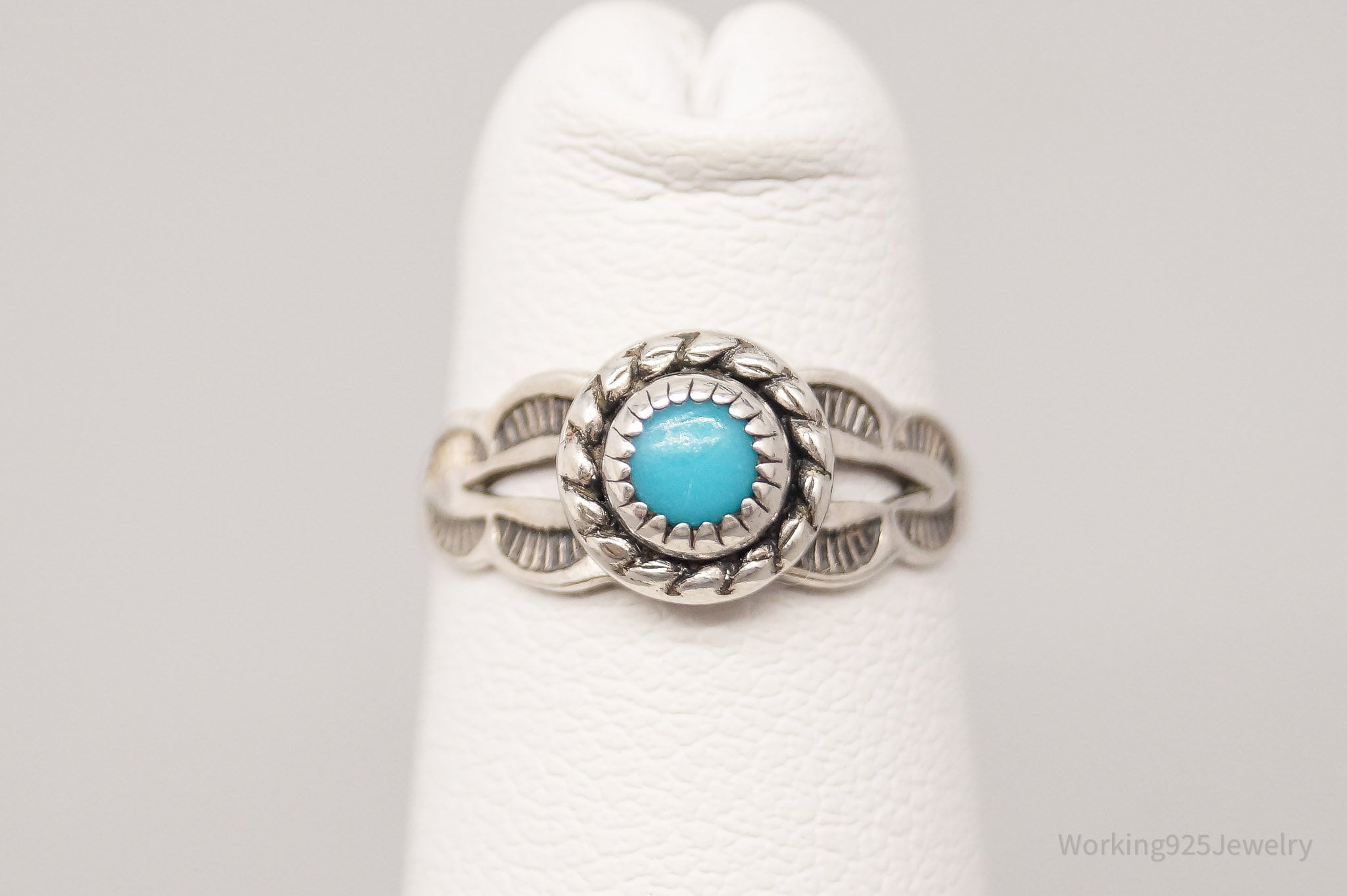 Vintage Native Bell Trading Post Turquoise Sterling Silver Ring - Size 2