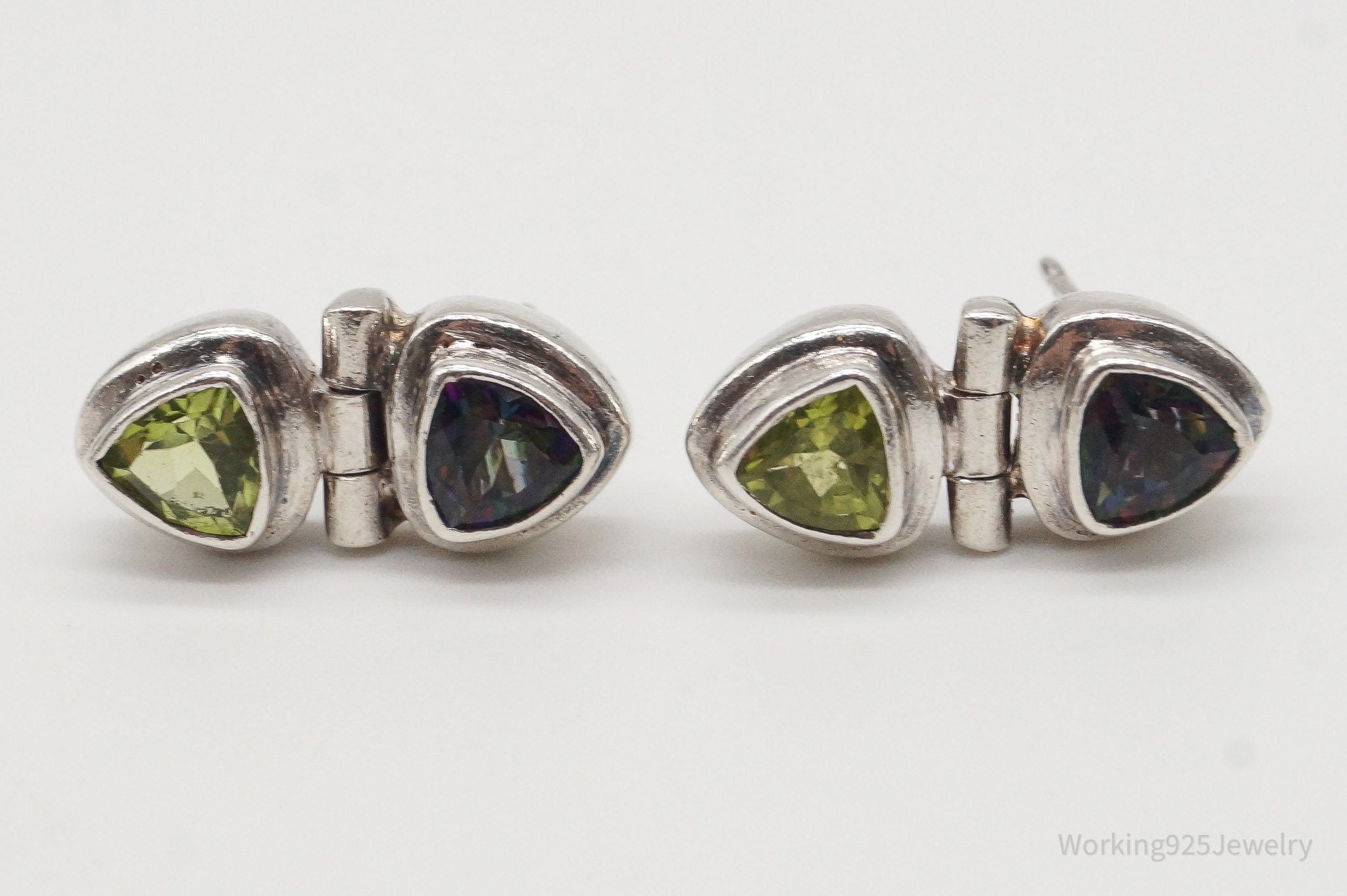 Vintage Mystic Topaz Peridot Sterling Silver Earrings