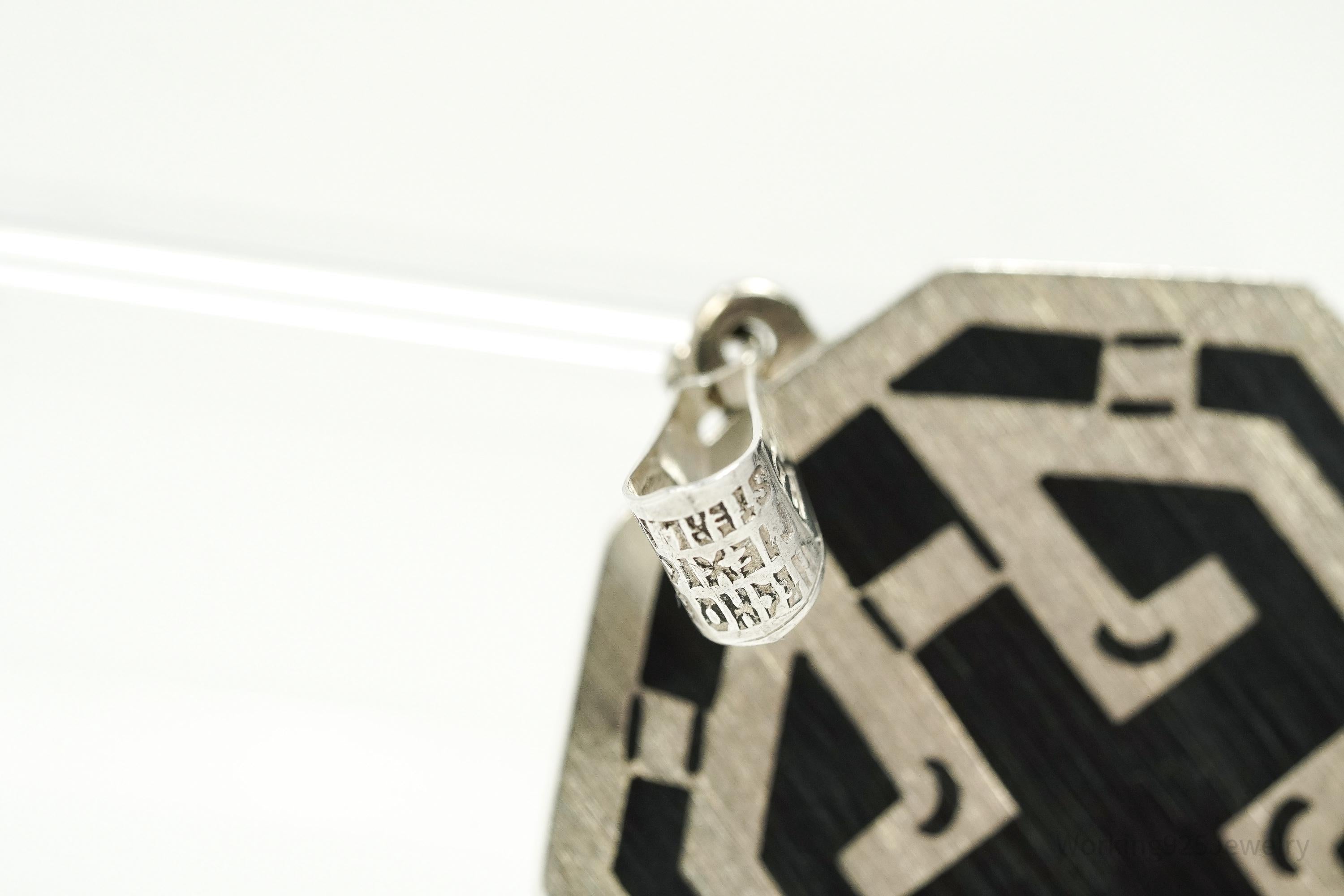 Vintage Large Mexico Inlay Reversible Sterling Silver Necklace Pendant