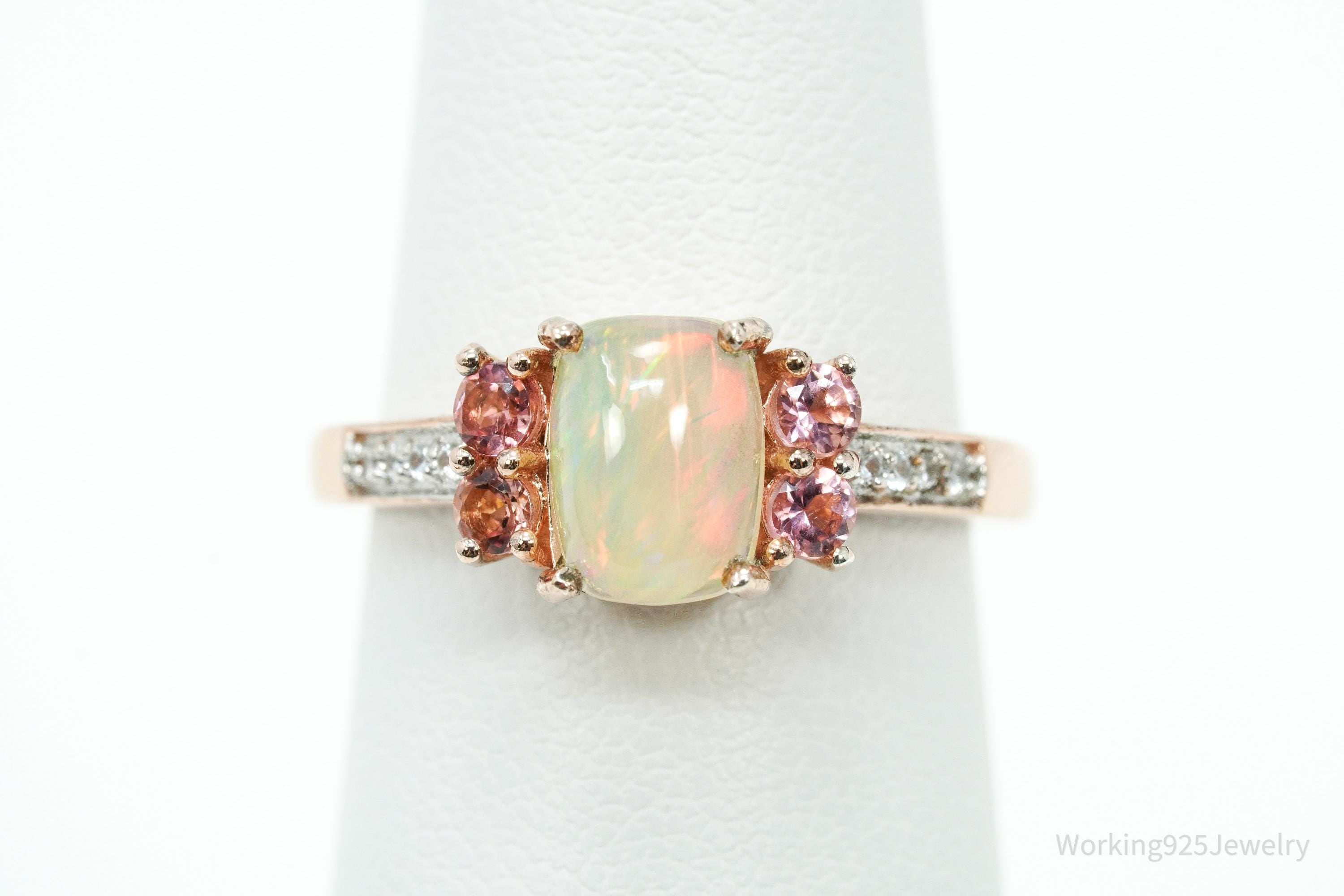 D'Joy Multi Gemstone Rose Gold Over Sterling Silver Ring - Size 6