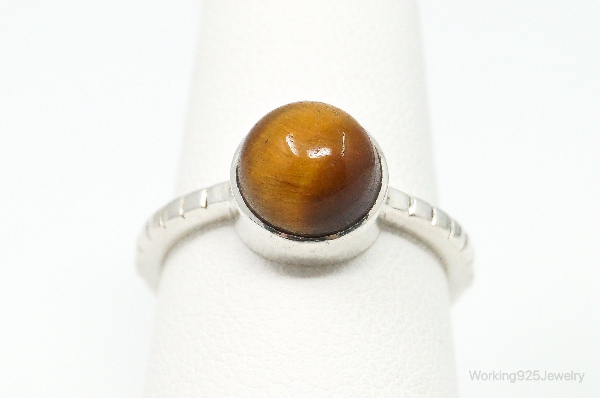 Vintage Tigers Eye Sterling Silver Ring - Size 7.75