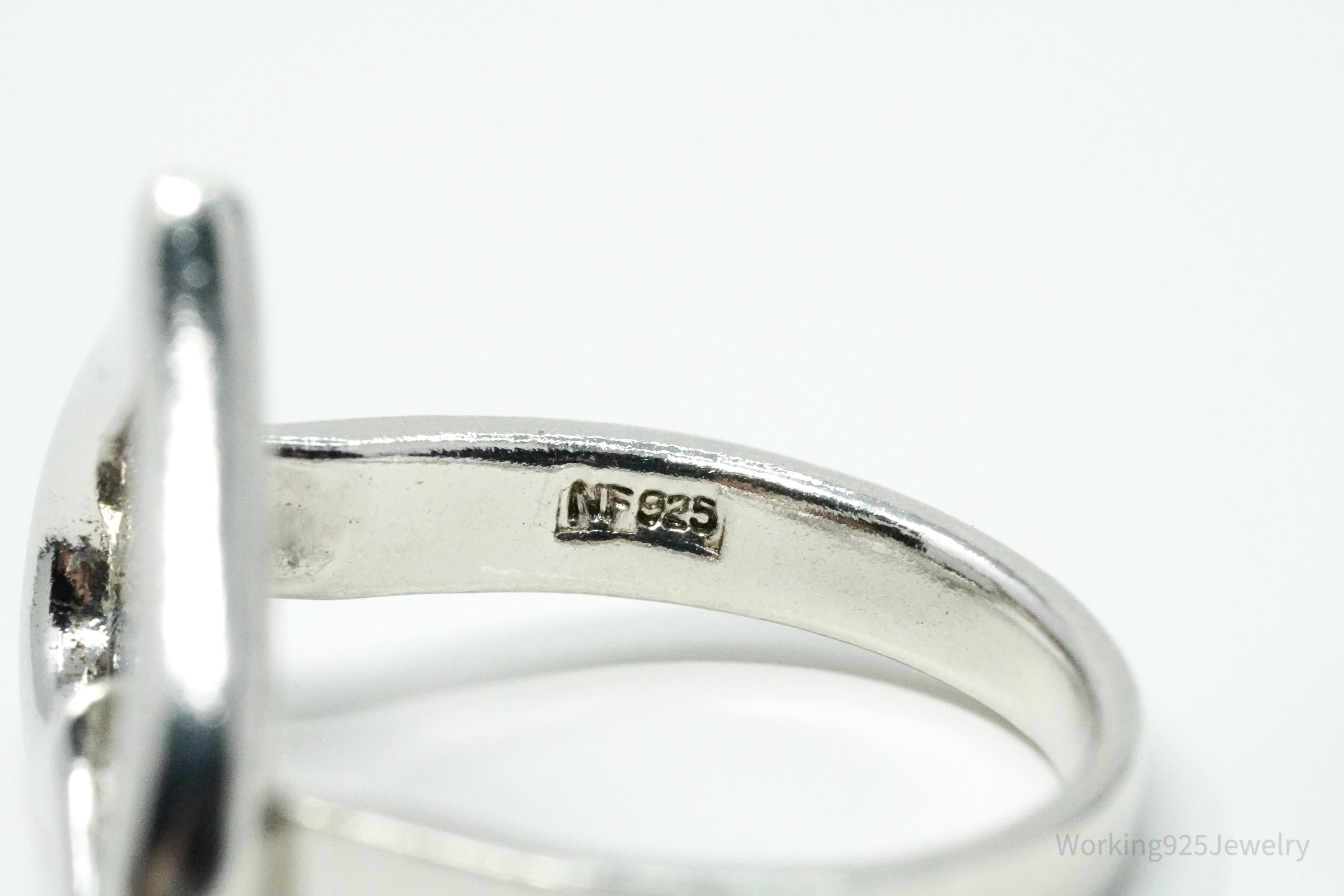 Vintage Large Heart Sterling Silver Ring - Size 7.25