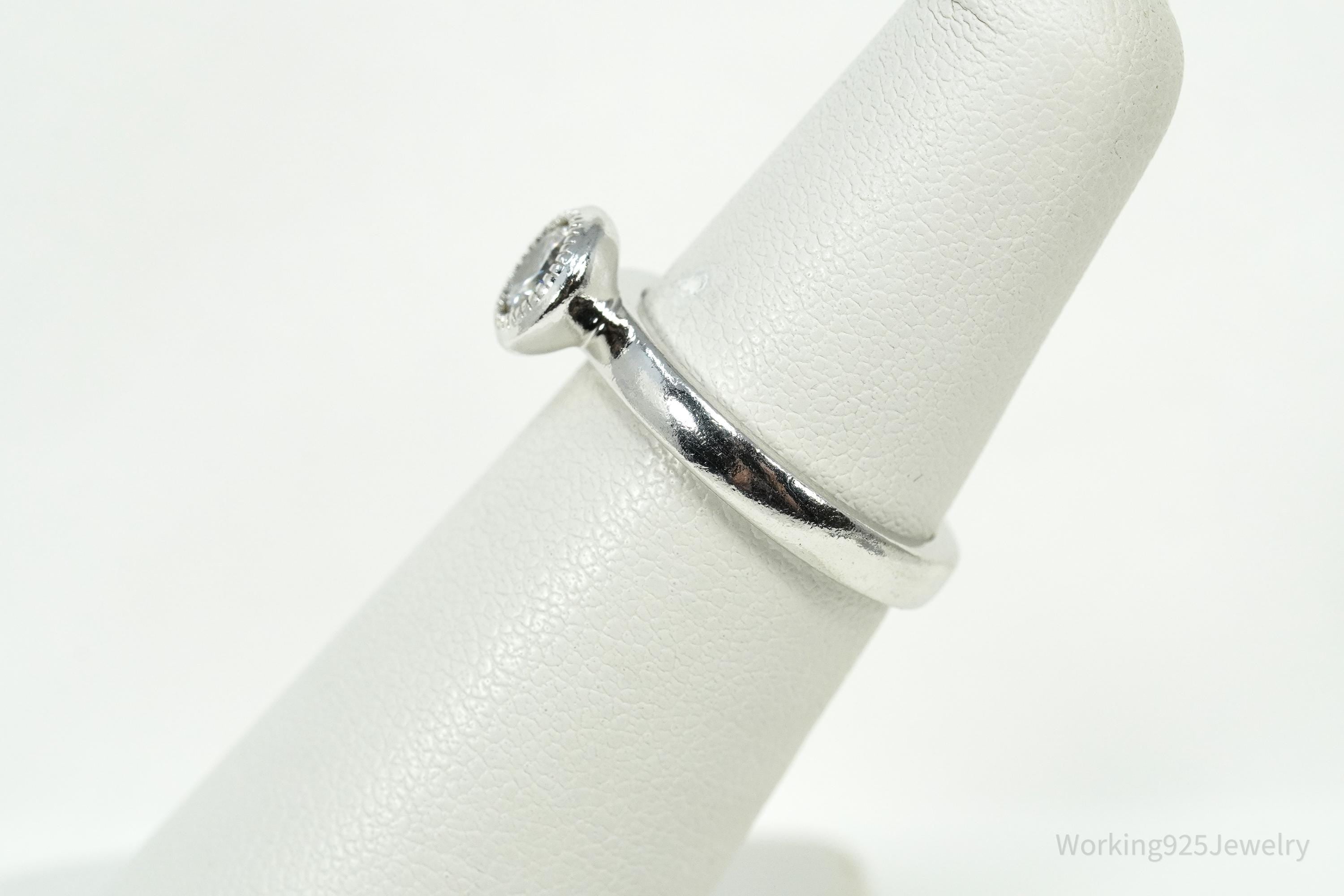 PAJ Cubic Zirconia Rhodium Over Sterling Silver Ring - Size 5