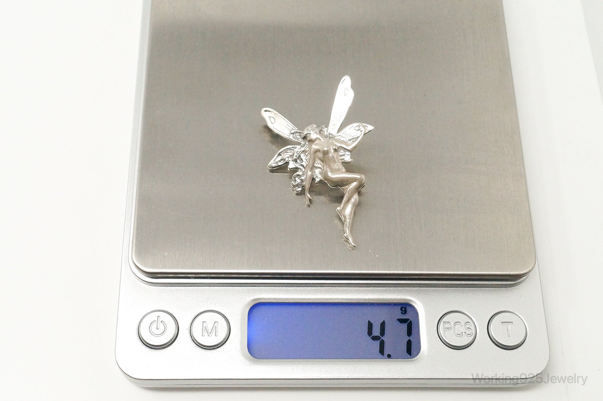 Vintage Fairy In Flight Sterling Silver Brooch Pin