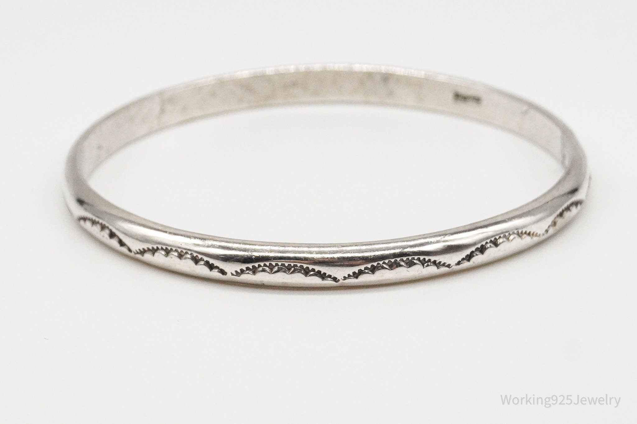 Vintage Native American Sterling Silver Bangle Bracelet