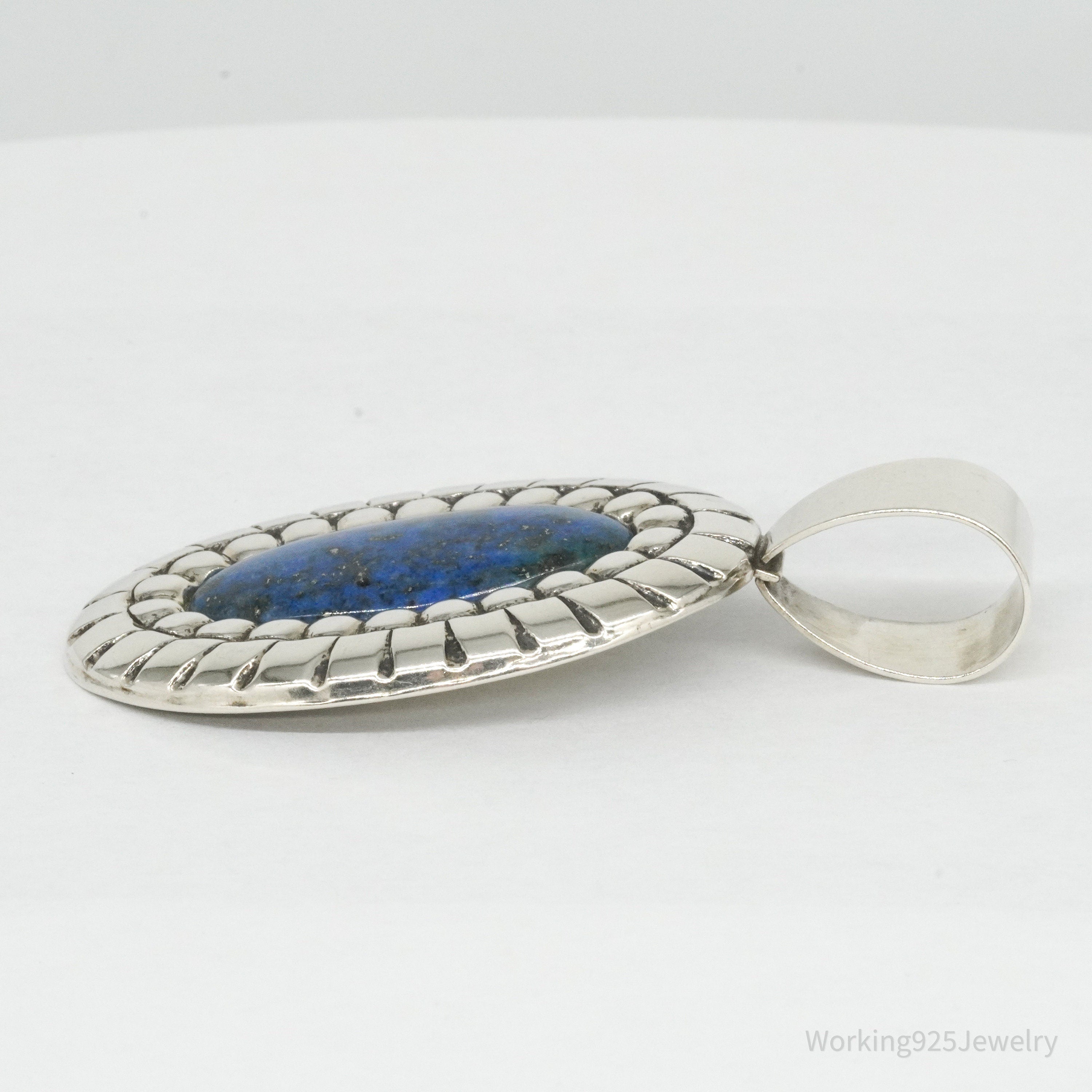 Large Vintage Carolyn Pollack Relios Lapis Lazuli Sterling Silver Pendant