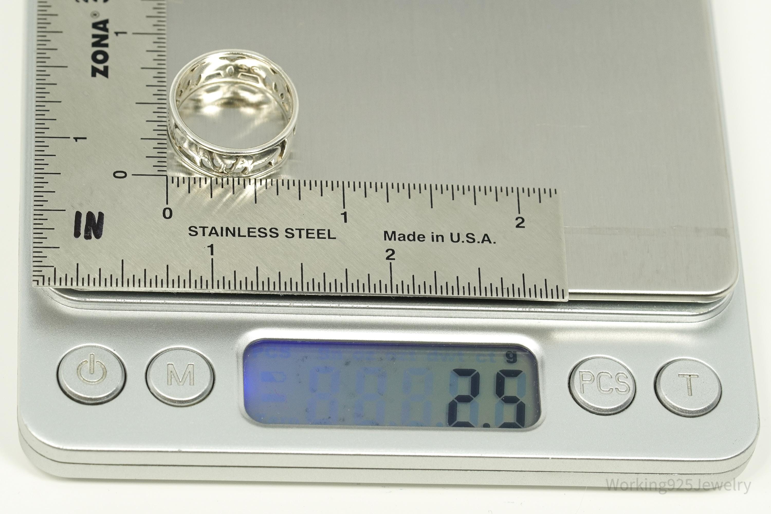 Vintage Elephants Sterling Silver Band Ring - Size 6.25