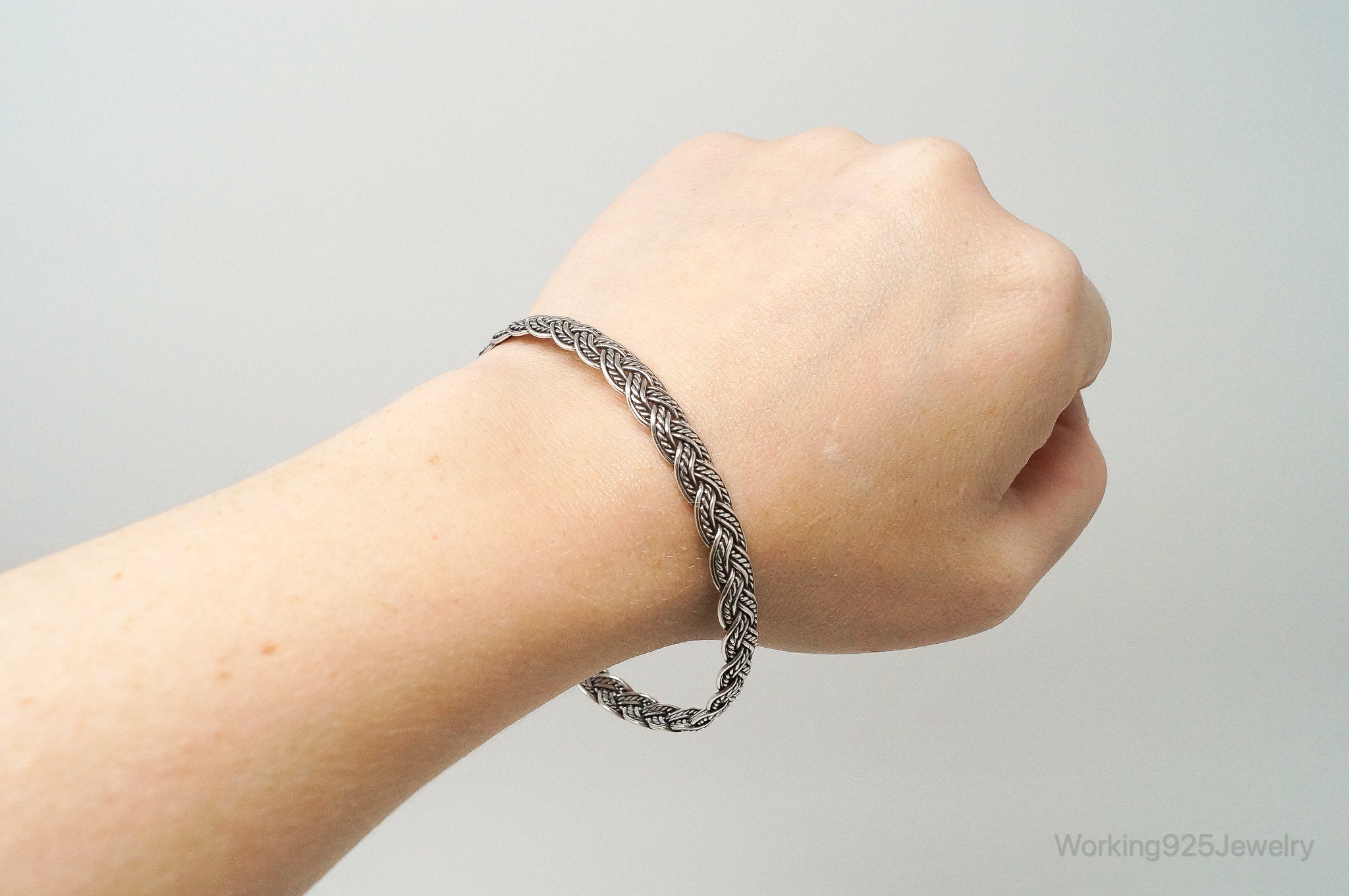 Vintage Rope Weave Braid Sterling Silver Bracelet