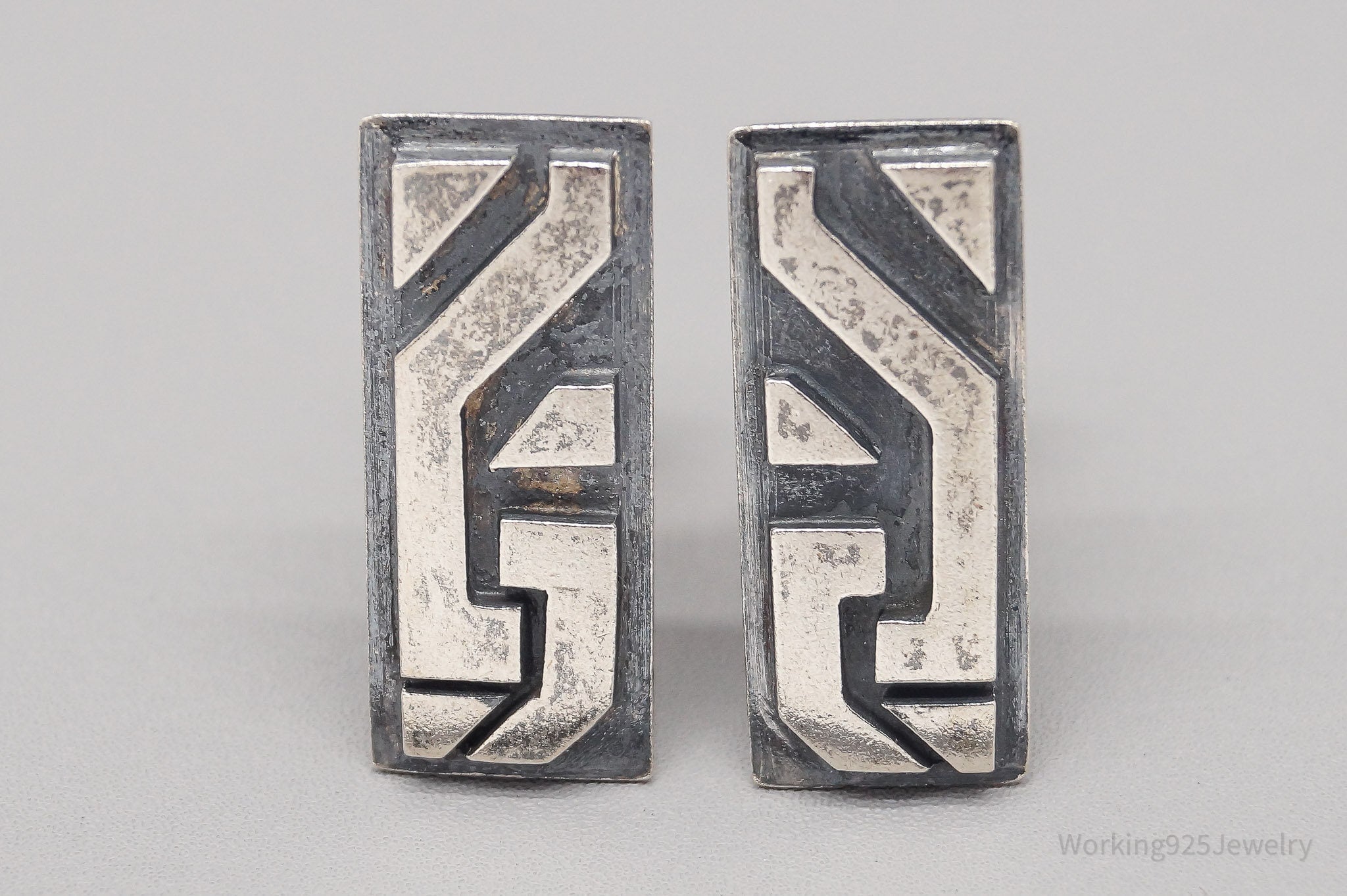 RARE Vintage Mexican Modernist Antonio Pineda Silver Mid Century Cuff Links