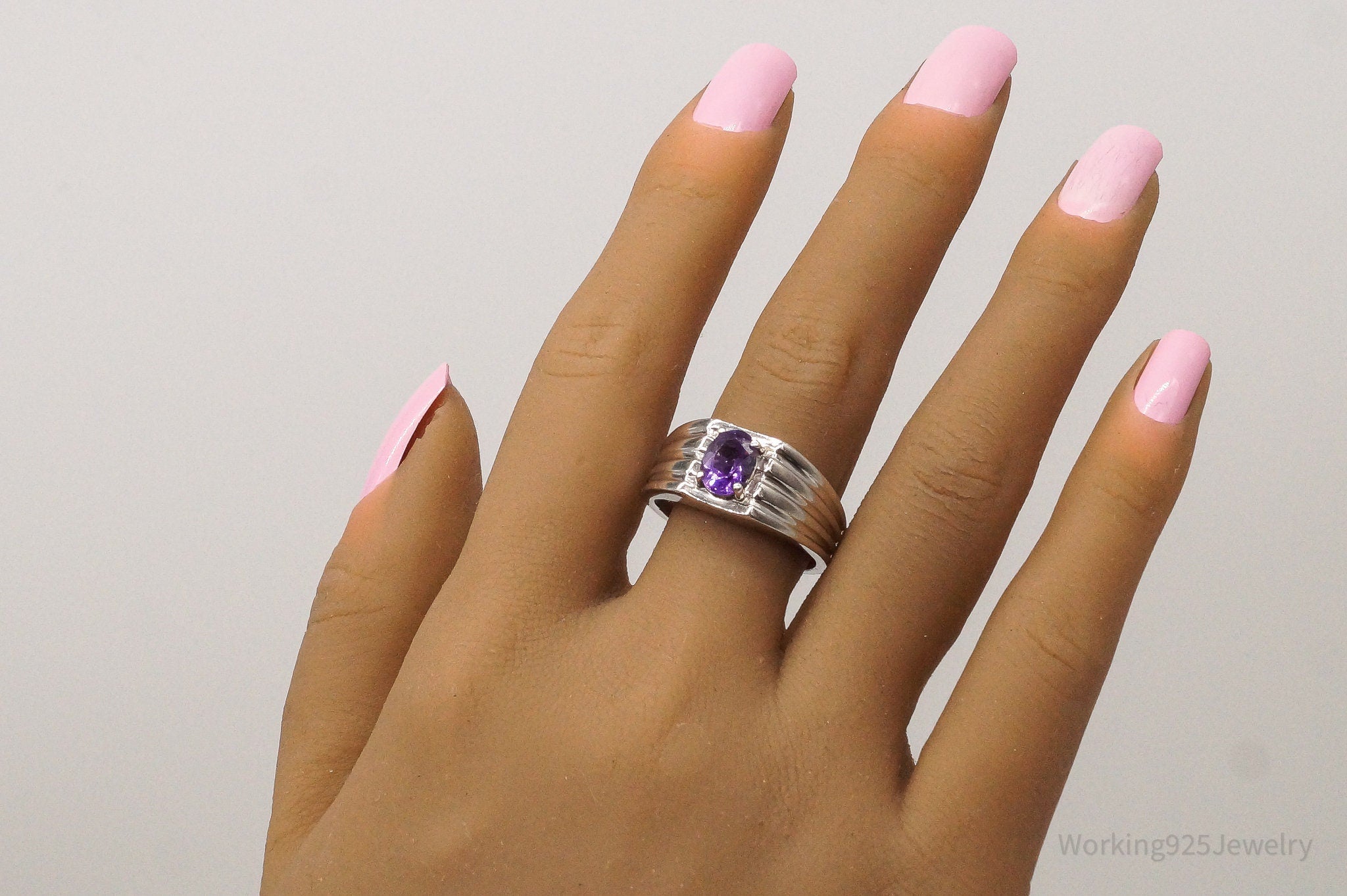 Designer D'joy Amethyst Sterling Silver Ring - Size 9.75