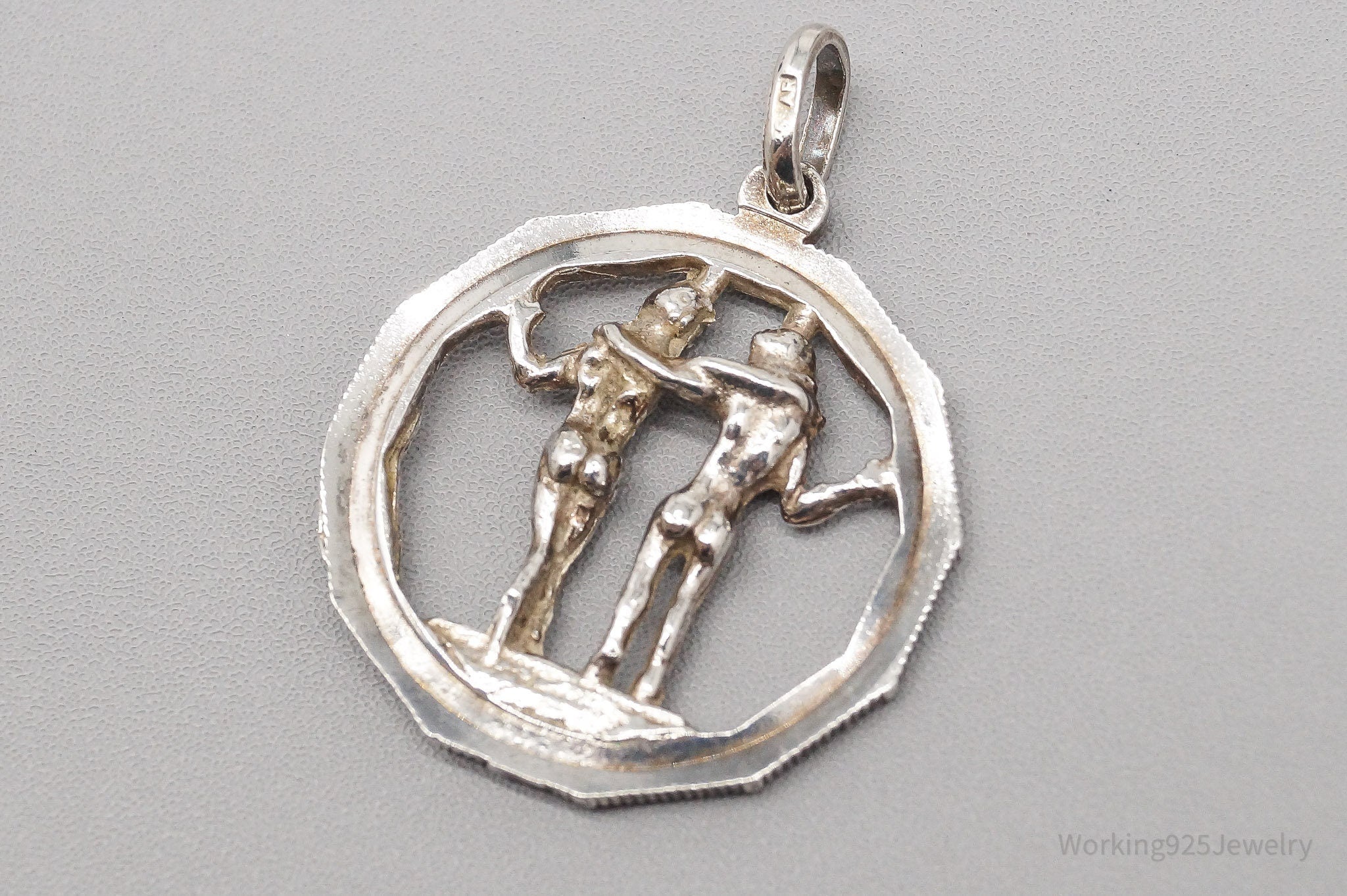 Vintage Gemini Sign Cut Out Silver Pendant