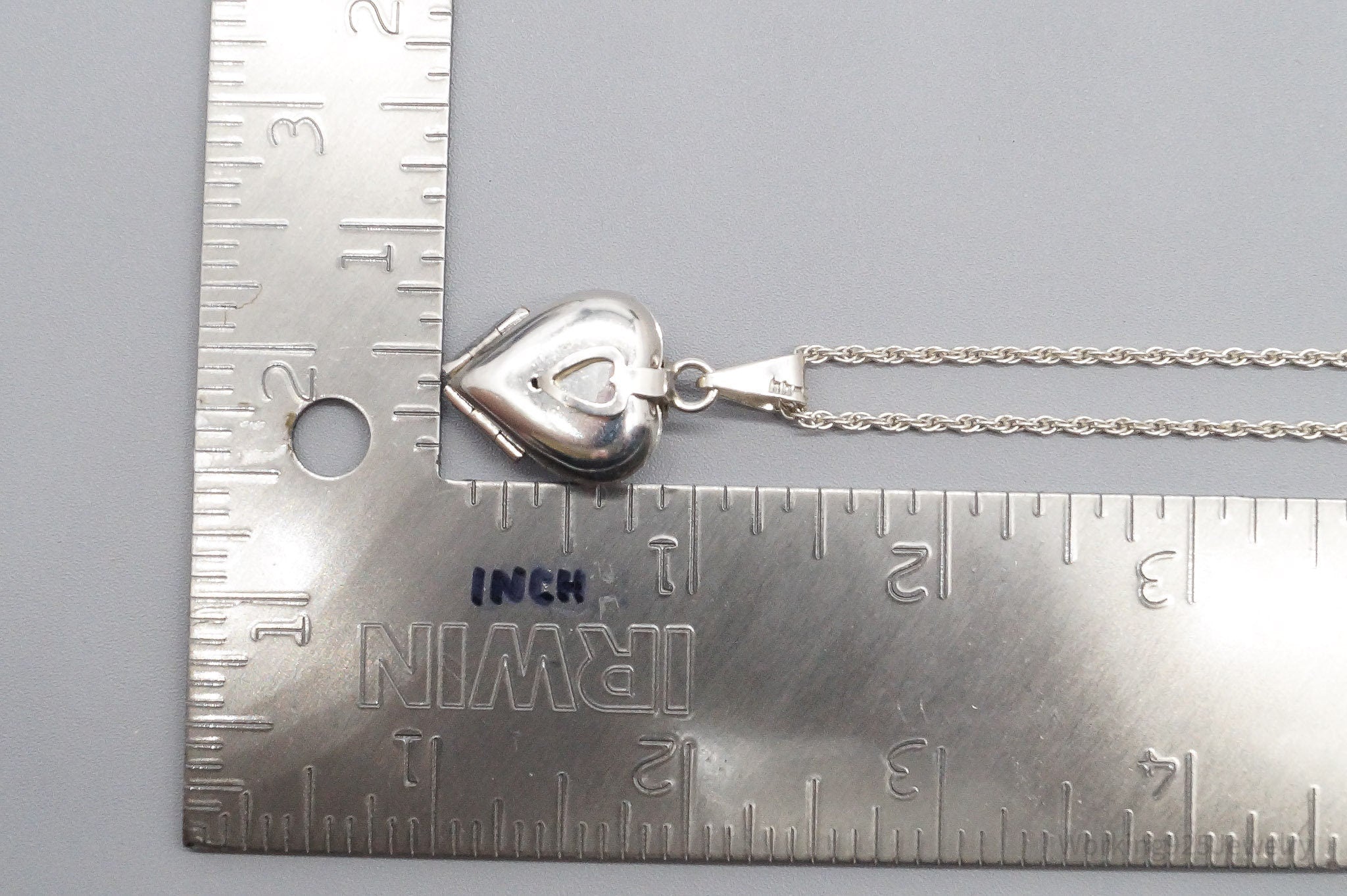 Vintage Large 4 Picture Heart Locket Sterling Silver Necklace 20"