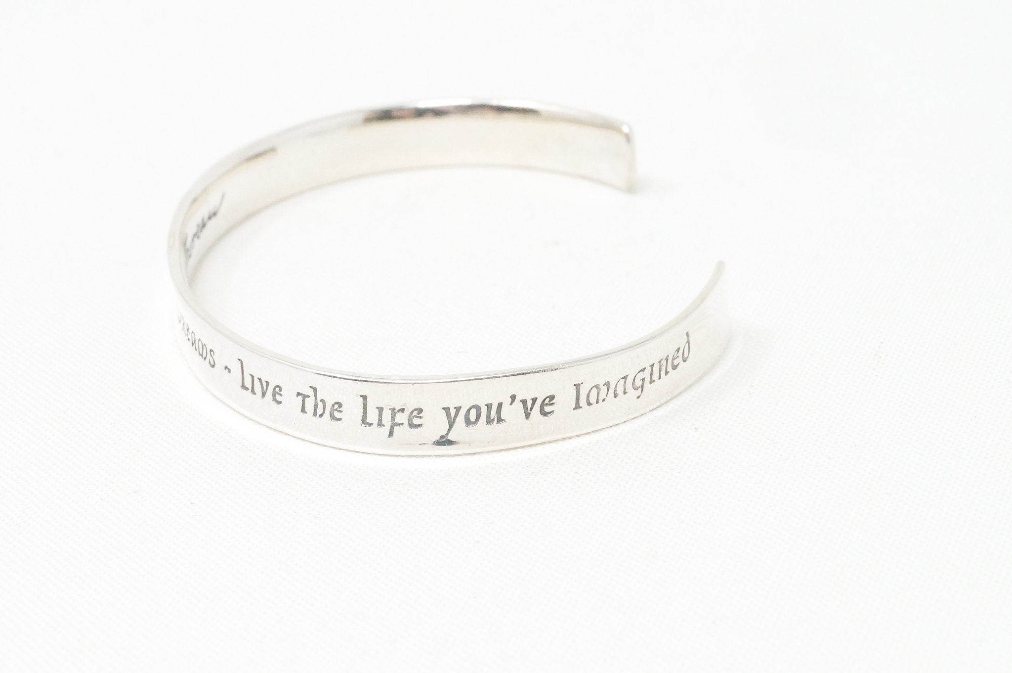 Vintage New York Designer Laurel Elliot Quote Sterling Silver Cuff Bracelet