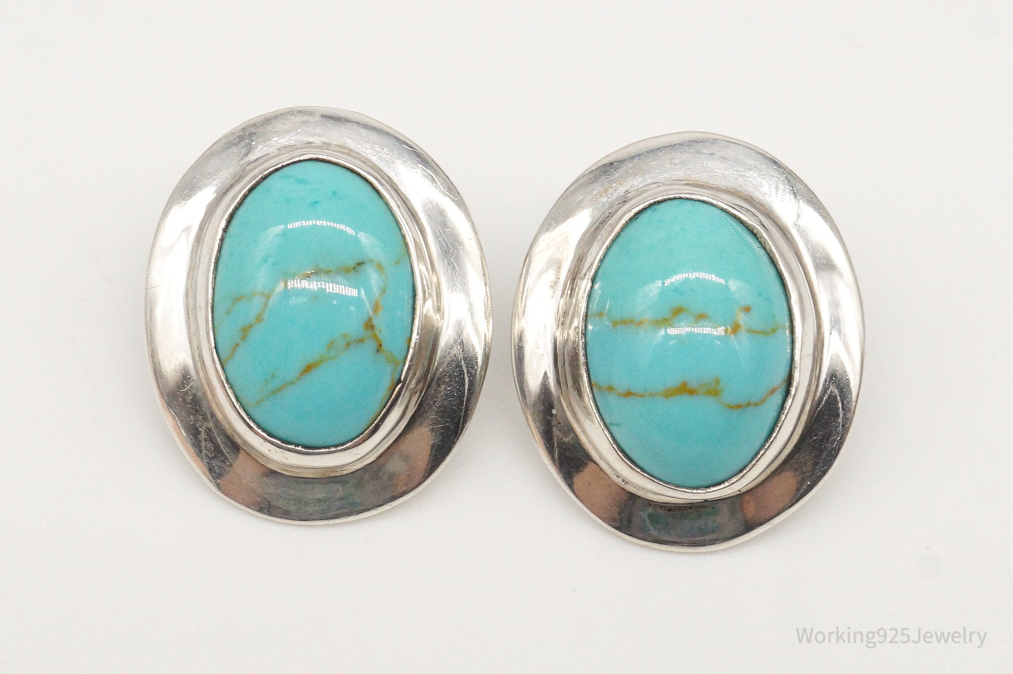 Vintage Mexico Turquoise Sterling Silver Southwestern Style Earrings