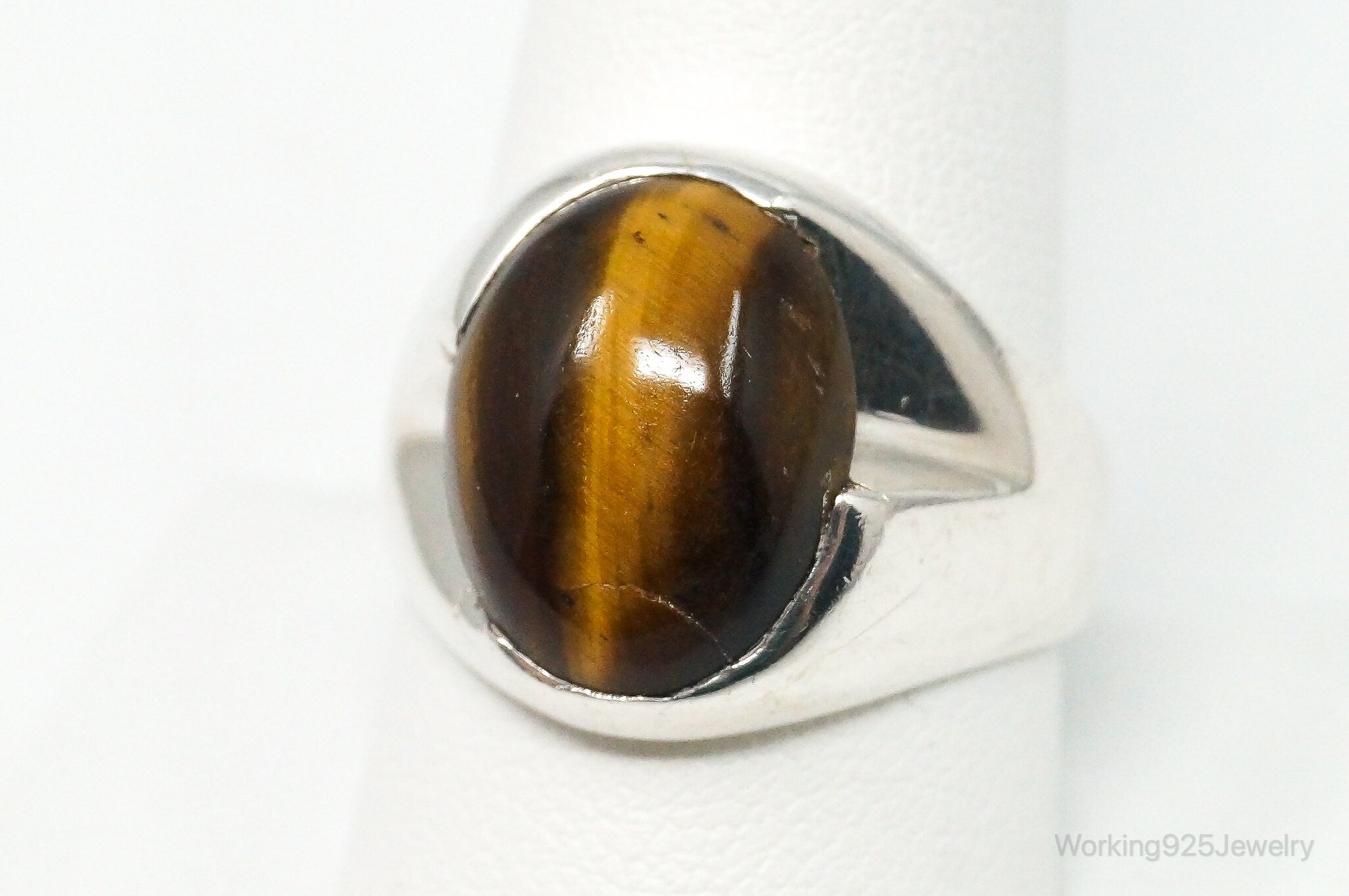 Vintage Mexico Tigers Eye Sterling Silver Ring - Size 10.25